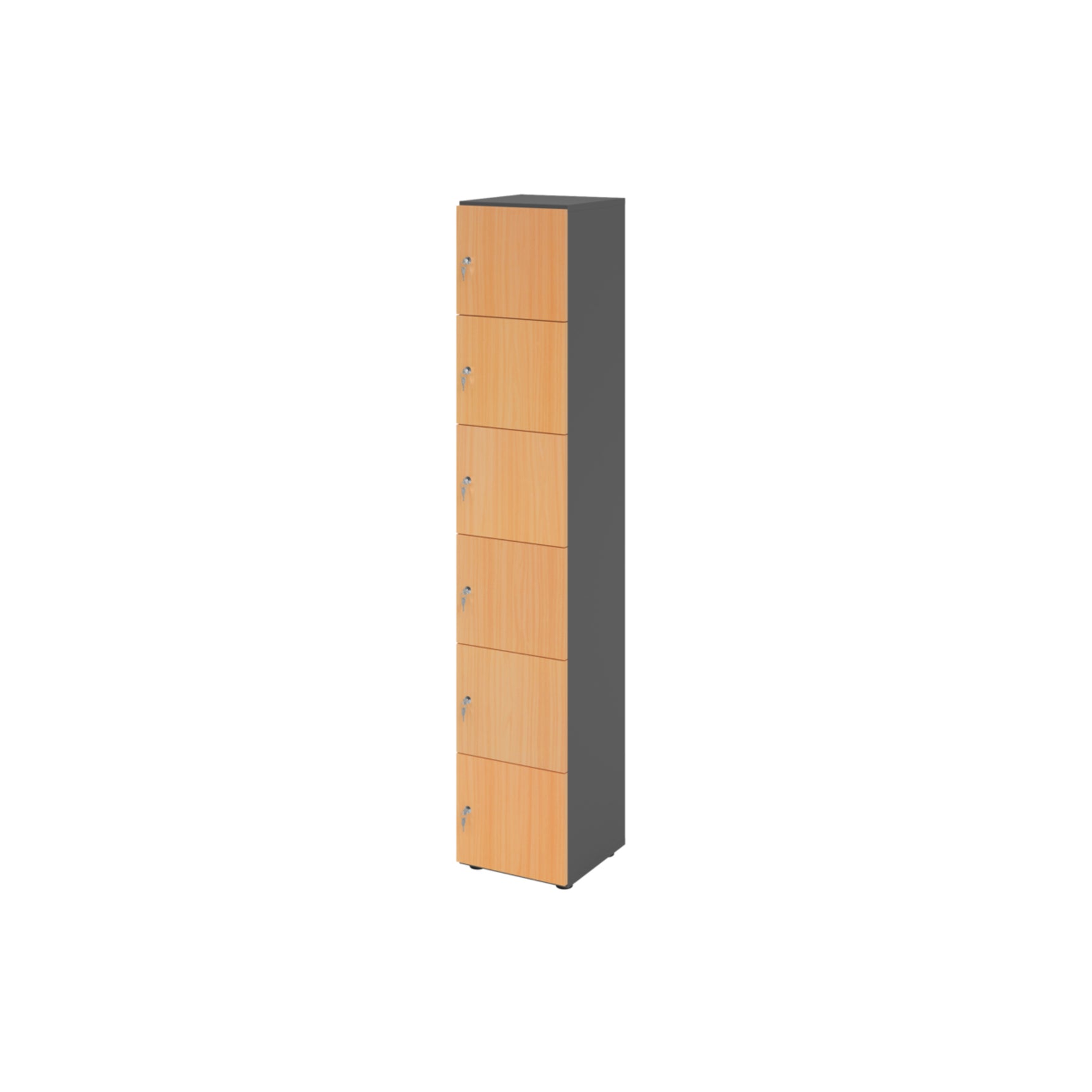 Hammerbacher Schließfachschrank 400 x 2.156 x 420 mm (B x H x T) 6 Fächer buche – Produktbild 2