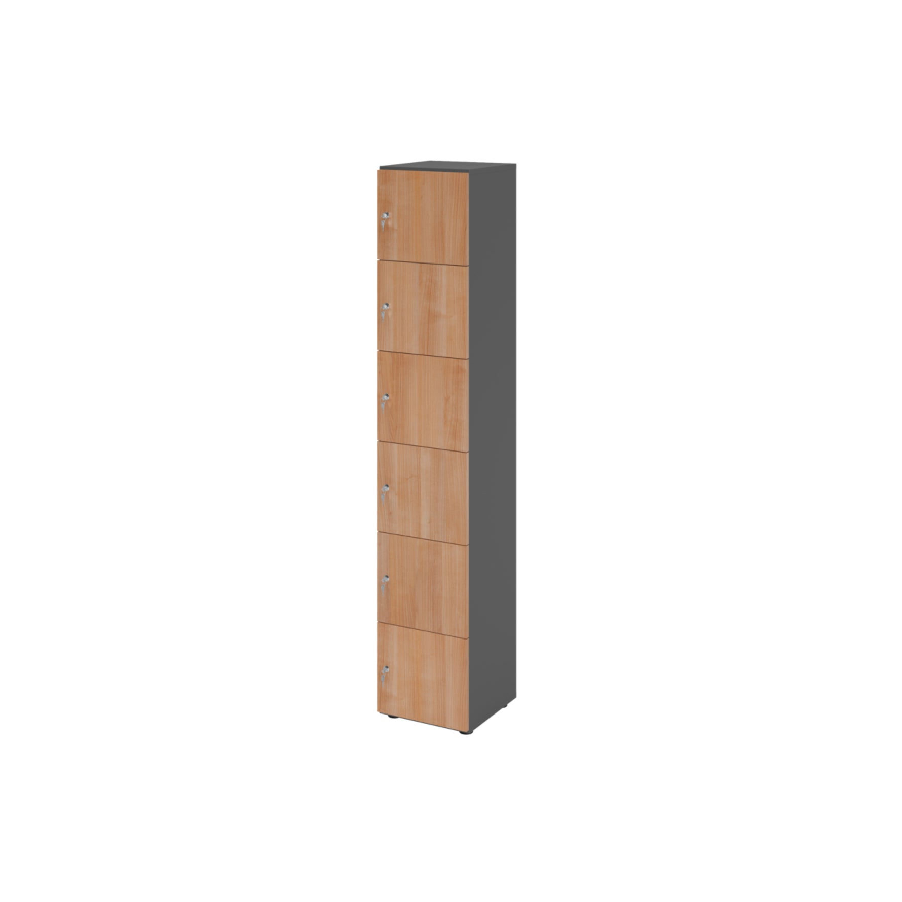 Hammerbacher Schließfachschrank 400 x 2.156 x 420 mm (B x H x T) 6 Fächer nussbaum – Produktbild 2