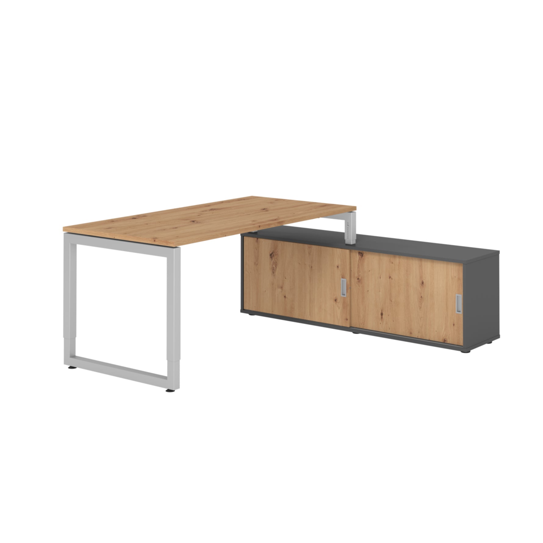 Hammerbacher Schreibtischkombination RSE16 Farbe der Tischplatte asteiche Farbe des Korpus graphit Farbe des Gestells