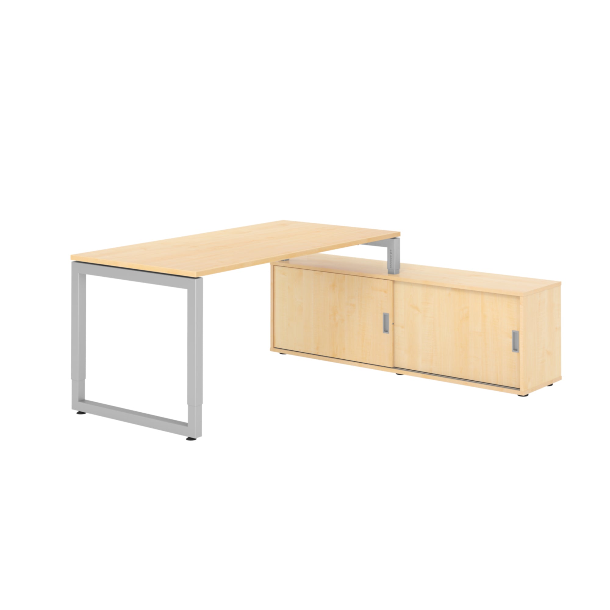 Hammerbacher Schreibtischkombination RSE16 Farbe der Tischplatte ahorn Farbe des Korpus ahorn Farbe des Gestells silber
