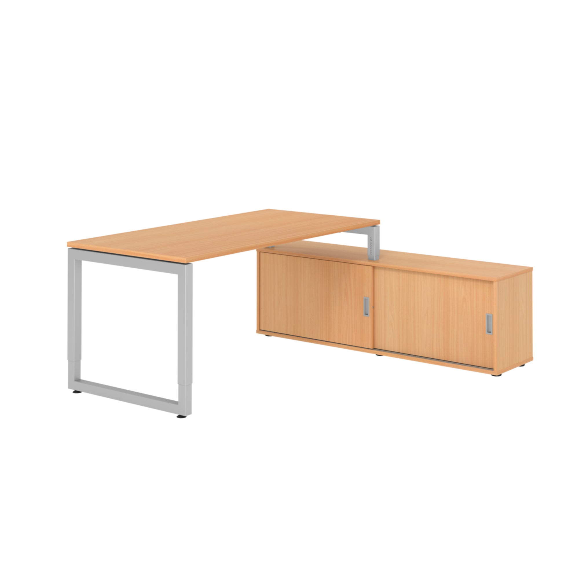Hammerbacher Schreibtischkombination RSE16 Farbe der Tischplatte buche Farbe des Korpus buche Farbe des Gestells silber