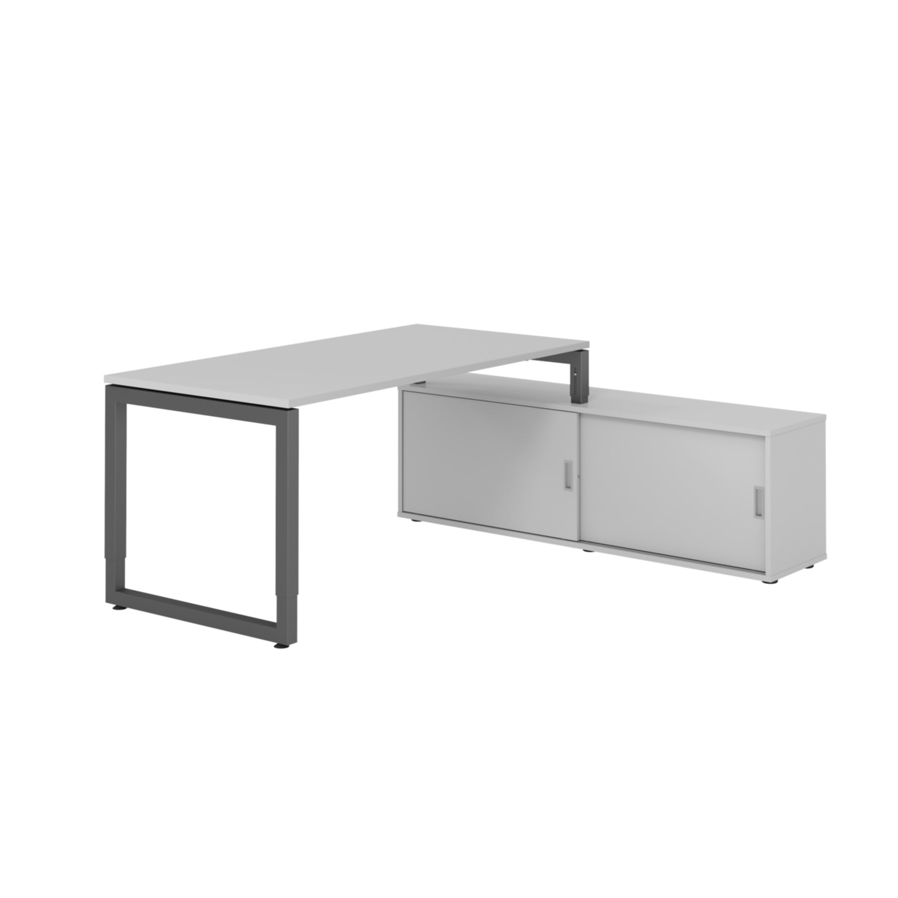 Hammerbacher Schreibtischkombination RSE16 Farbe der Tischplatte grau Farbe des Korpus grau Farbe des Gestells graphit