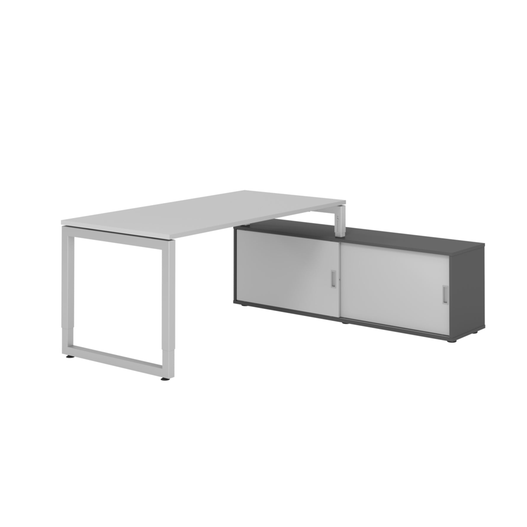 Hammerbacher Schreibtischkombination RSE16 Farbe der Tischplatte grau Farbe des Korpus graphit Farbe des Gestells silber