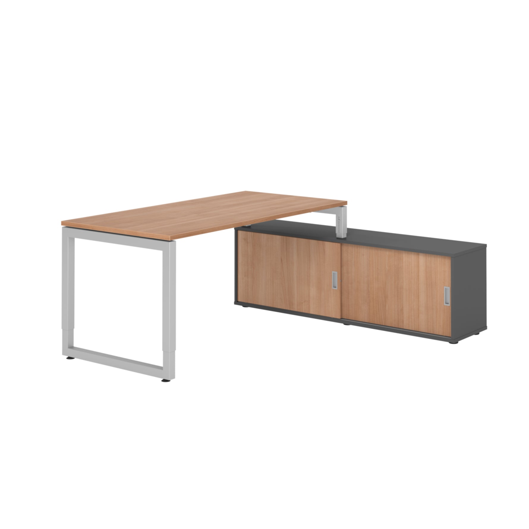 Hammerbacher Schreibtischkombination RSE16 Farbe der Tischplatte nussbaum Farbe des Korpus graphit Farbe des Gestells