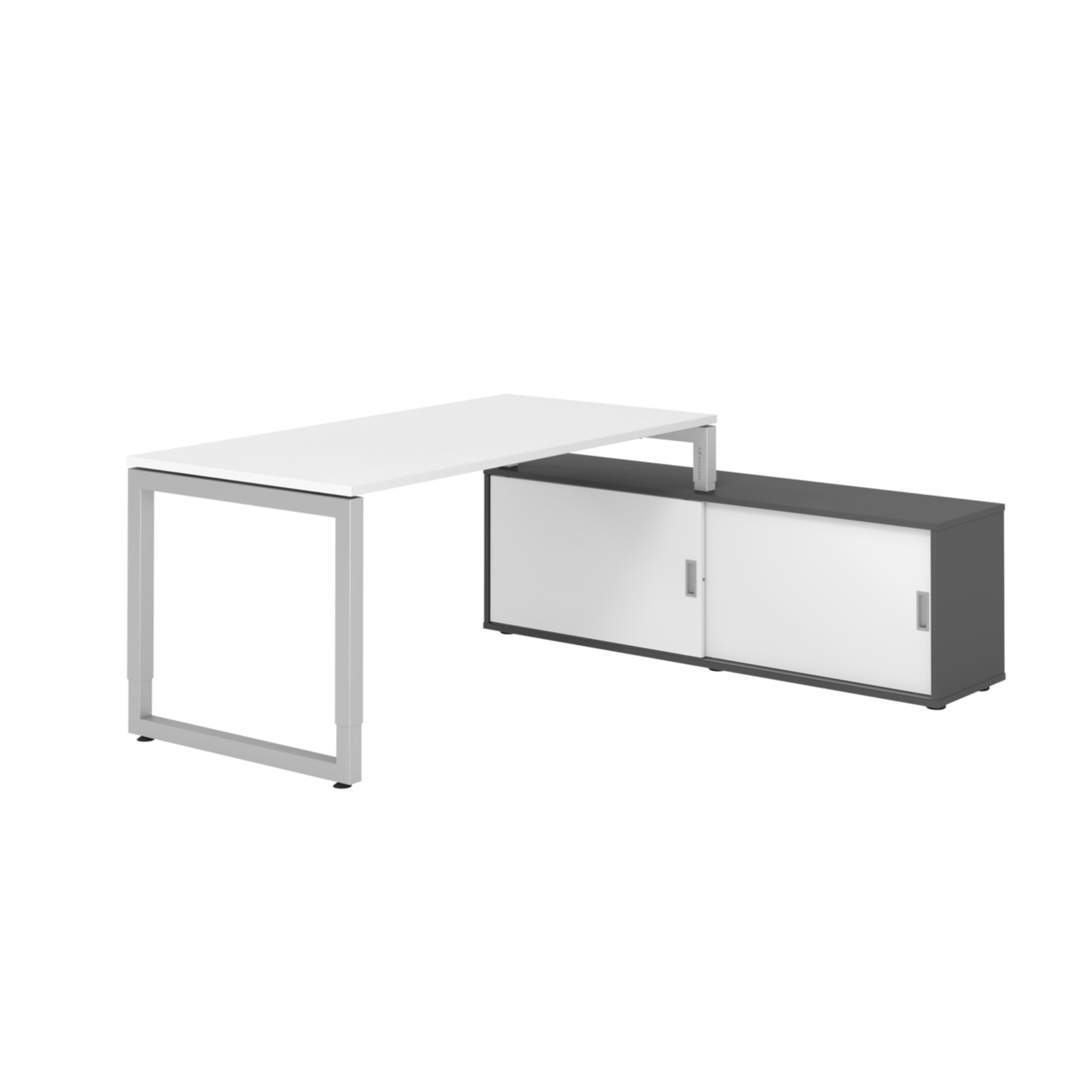 Hammerbacher Schreibtischkombination RSE16 Farbe der Tischplatte weiß Farbe des Korpus graphit Farbe des Gestells silber