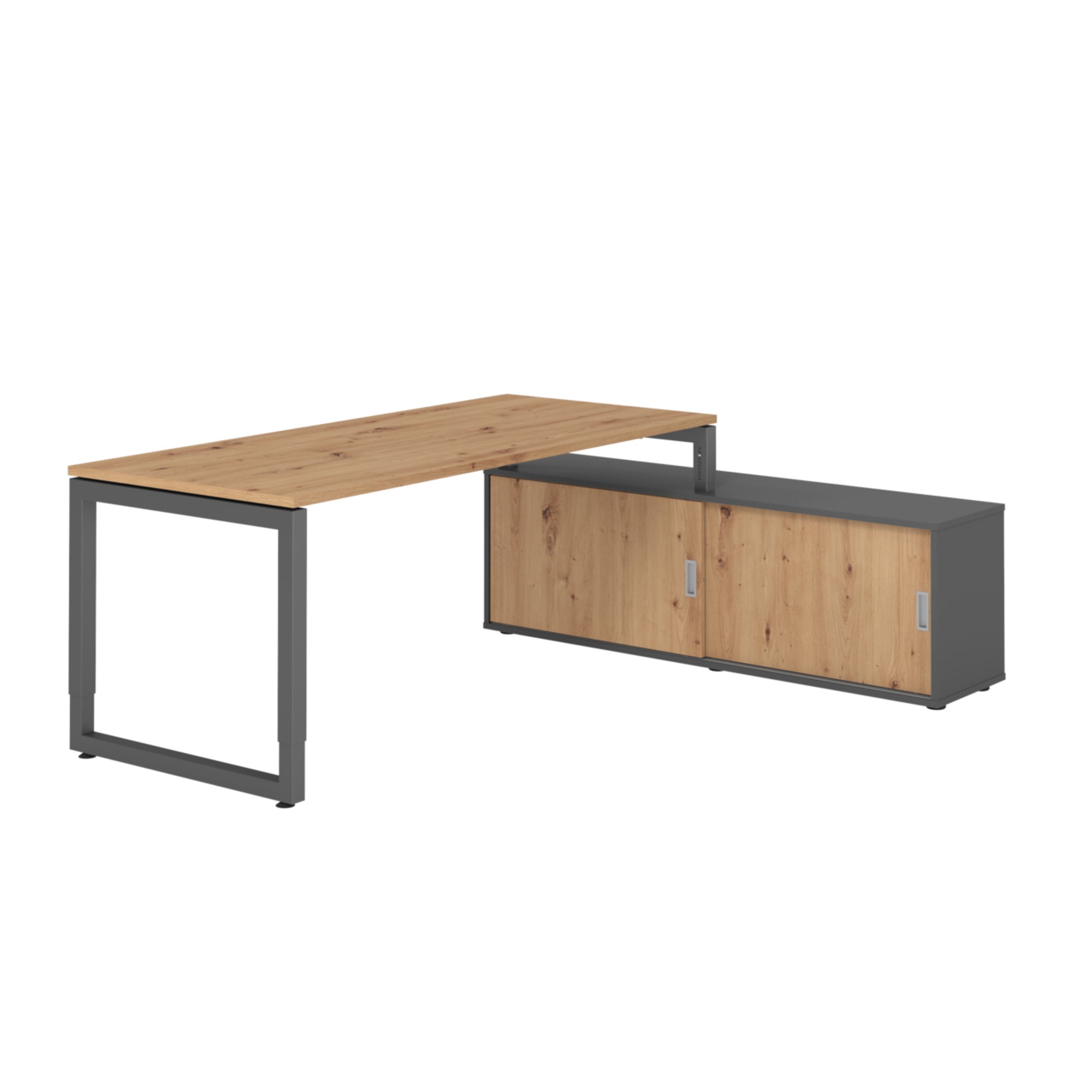 Hammerbacher Schreibtischkombination RSE19 Farbe der Tischplatte asteiche Farbe des Korpus graphit Farbe des Gestells
