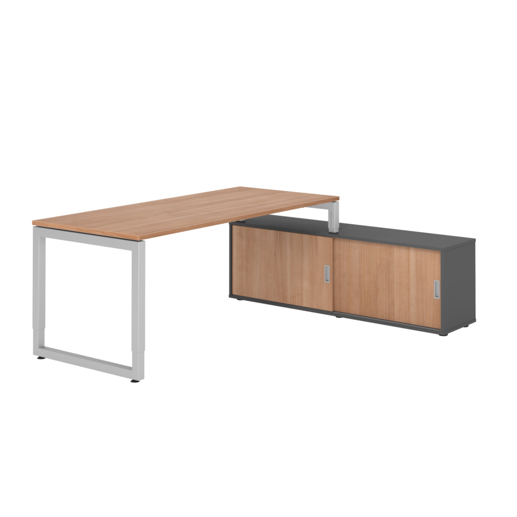 Hammerbacher Schreibtischkombination RSE19 Farbe der Tischplatte nussbaum Farbe des Korpus graphit Farbe des Gestells