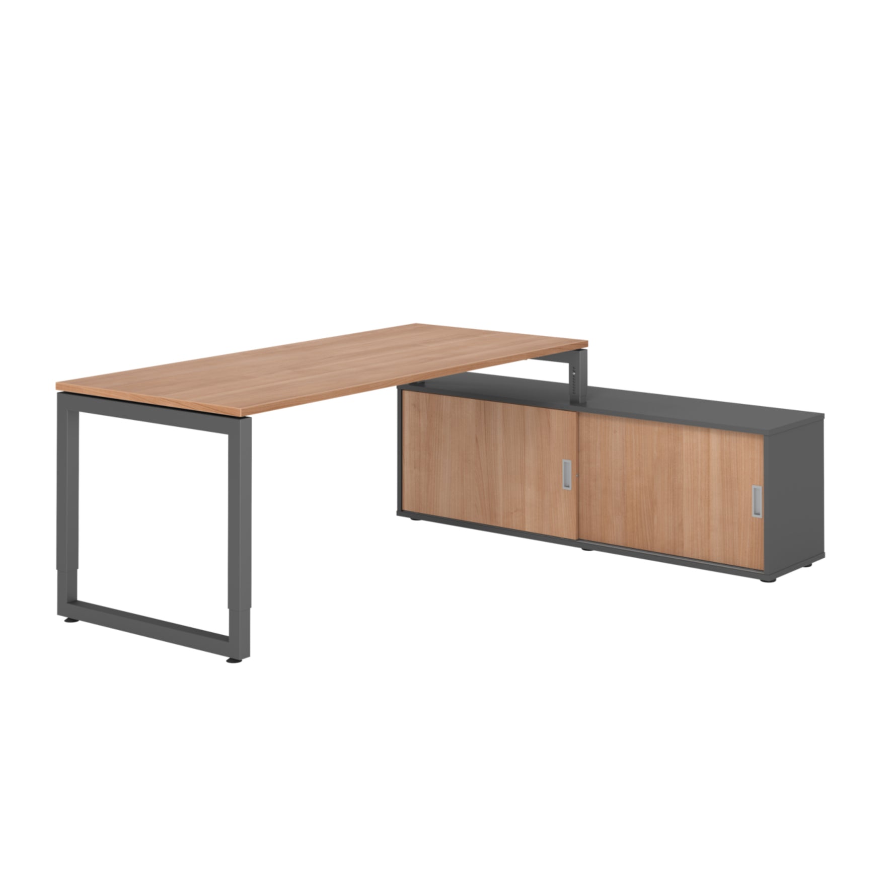 Hammerbacher Schreibtischkombination RSE19 Farbe der Tischplatte nussbaum Farbe des Korpus graphit Farbe des Gestells