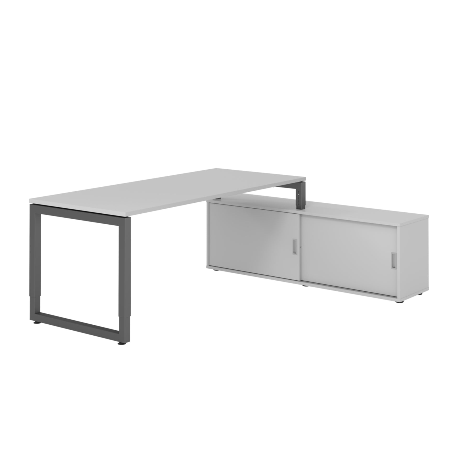 Hammerbacher Schreibtischkombination RSE19 Farbe der Tischplatte grau Farbe des Korpus grau Farbe des Gestells graphit