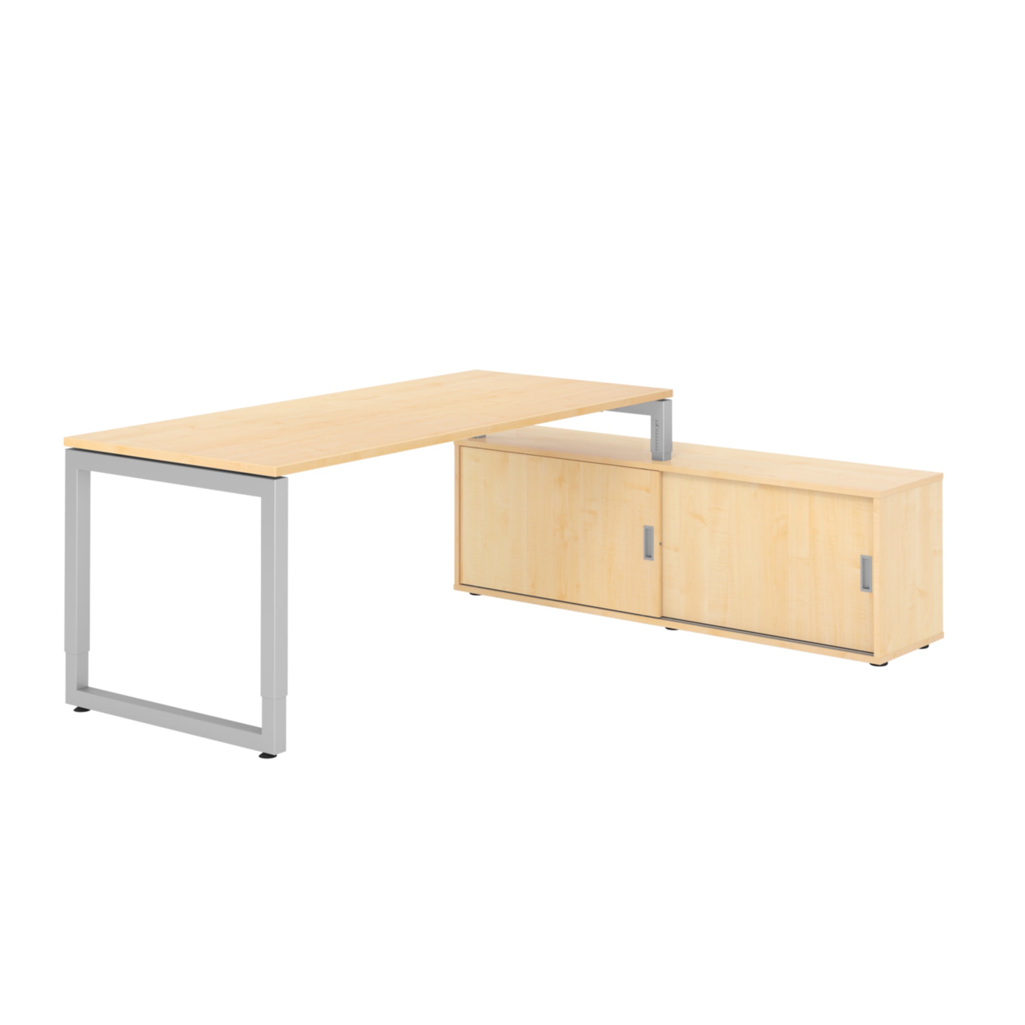 Hammerbacher Schreibtischkombination RSE19 Farbe der Tischplatte ahorn Farbe des Korpus ahorn Farbe des Gestells silber
