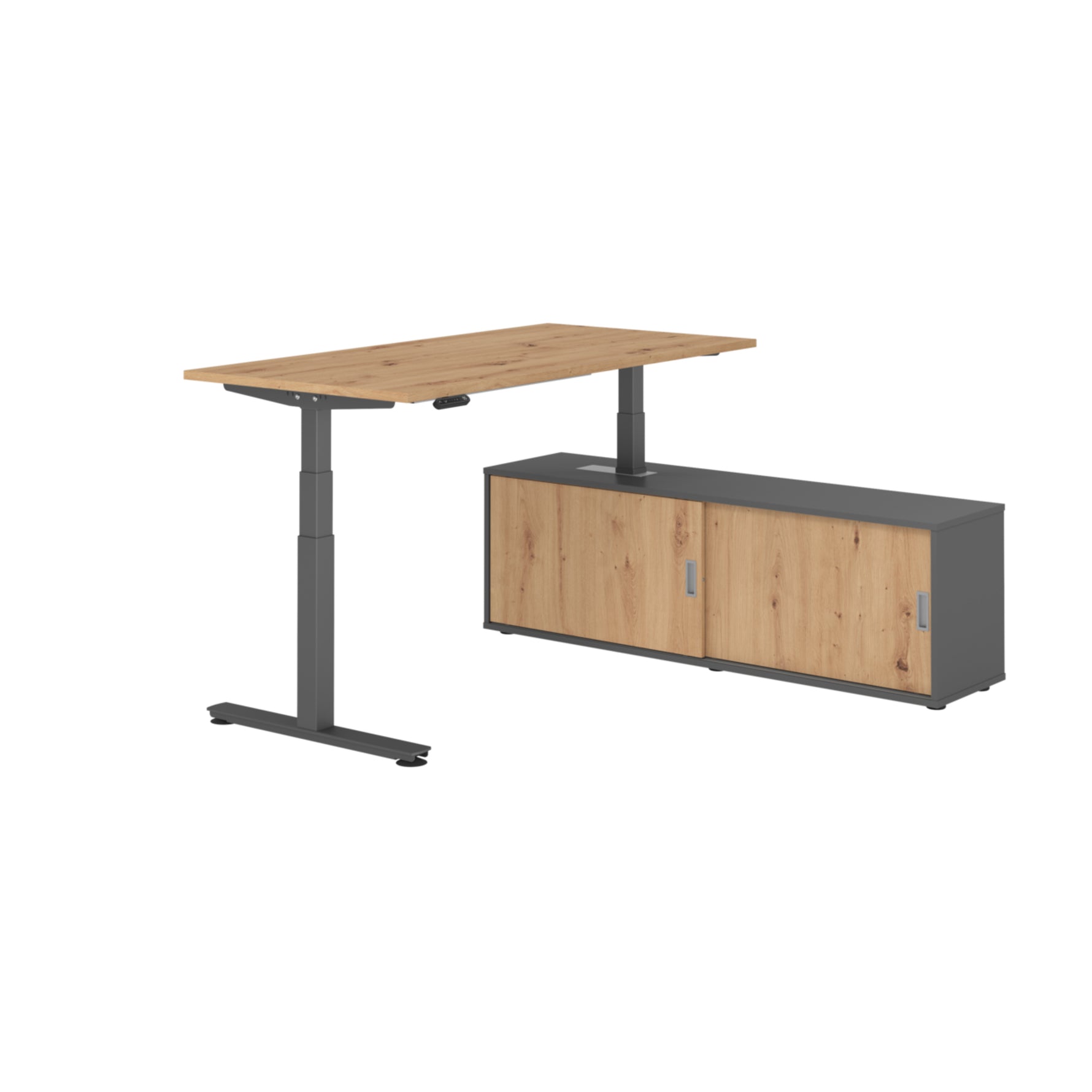 Hammerbacher Schreibtischkombination XDSM16 Farbe der Tischplatte asteiche Farbe des Korpus graphit Farbe des Gestells