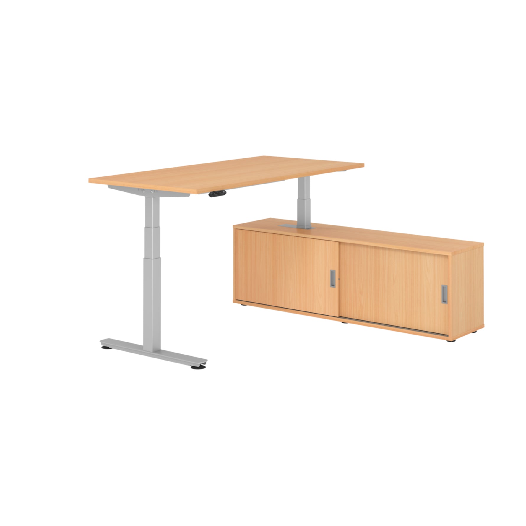 Hammerbacher Schreibtischkombination XDSM16 Farbe der Tischplatte buche Farbe des Korpus buche Farbe des Gestells silber
