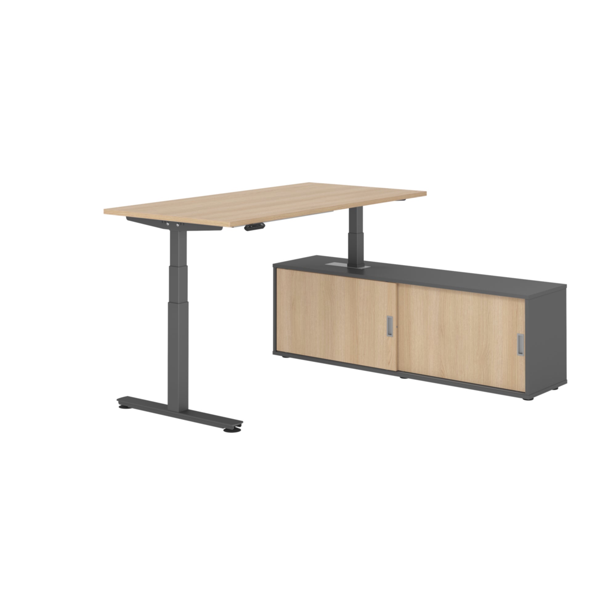Hammerbacher Schreibtischkombination XDSM16 Farbe der Tischplatte eiche Farbe des Korpus graphit Farbe des Gestells