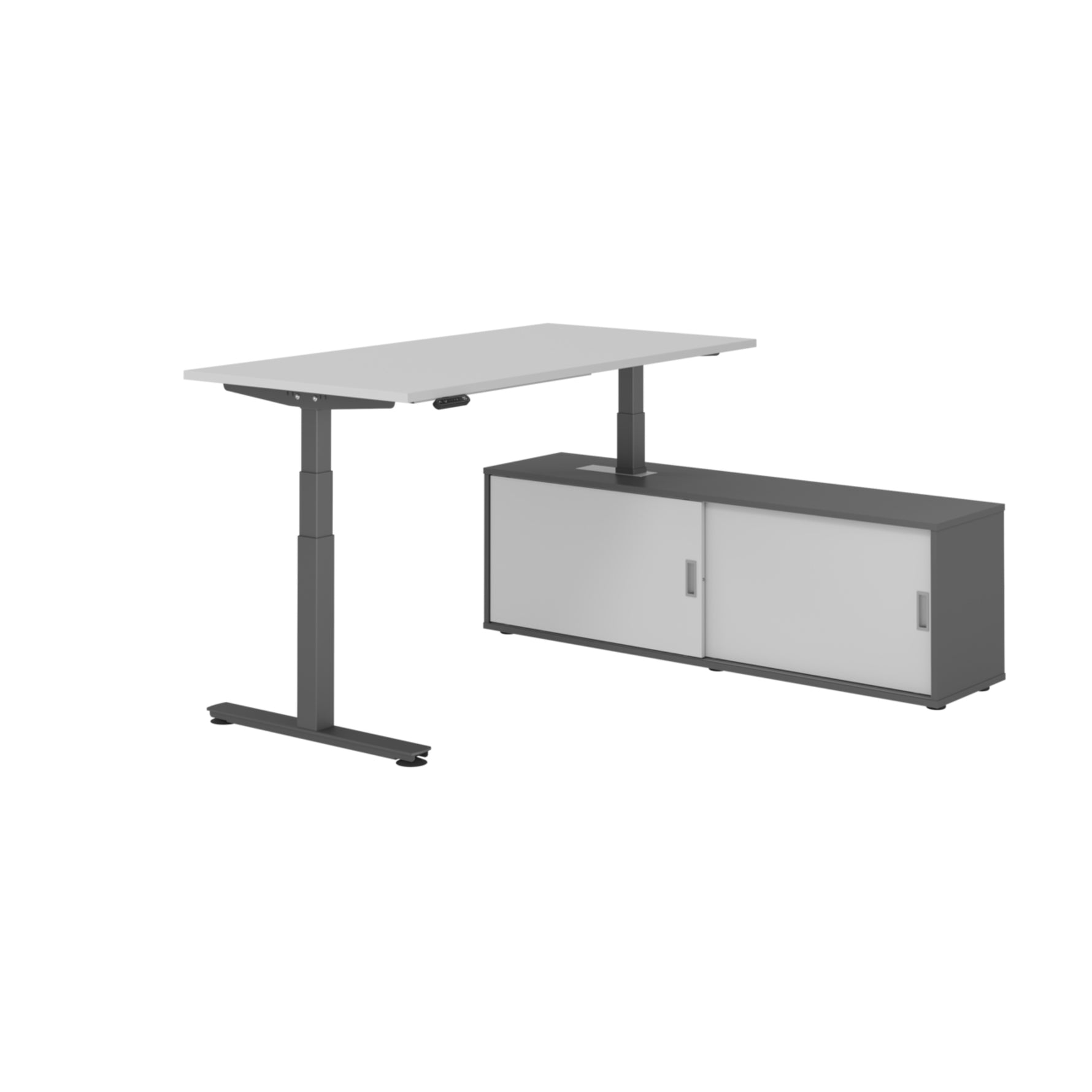 Hammerbacher Schreibtischkombination XDSM16 Farbe der Tischplatte grau Farbe des Korpus graphit Farbe des Gestells