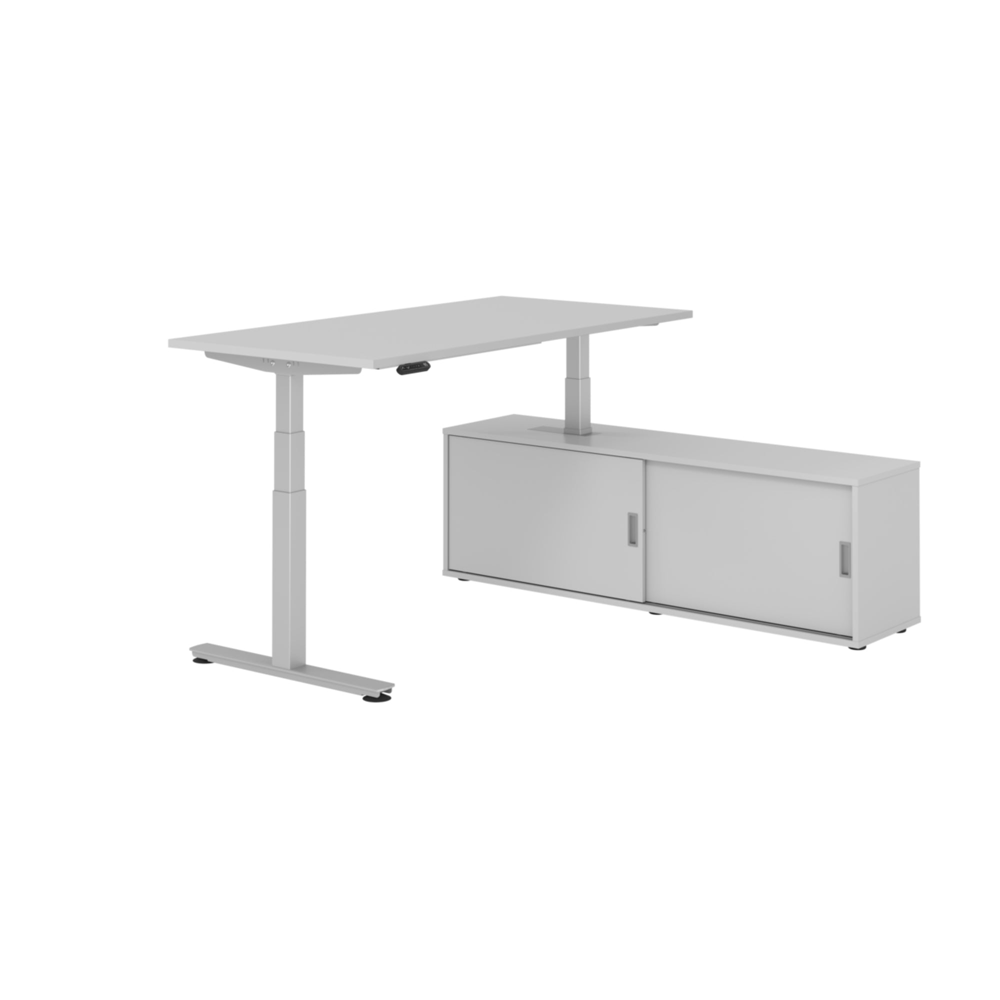 Hammerbacher Schreibtischkombination XDSM16 Farbe der Tischplatte grau Farbe des Korpus grau Farbe des Gestells silber