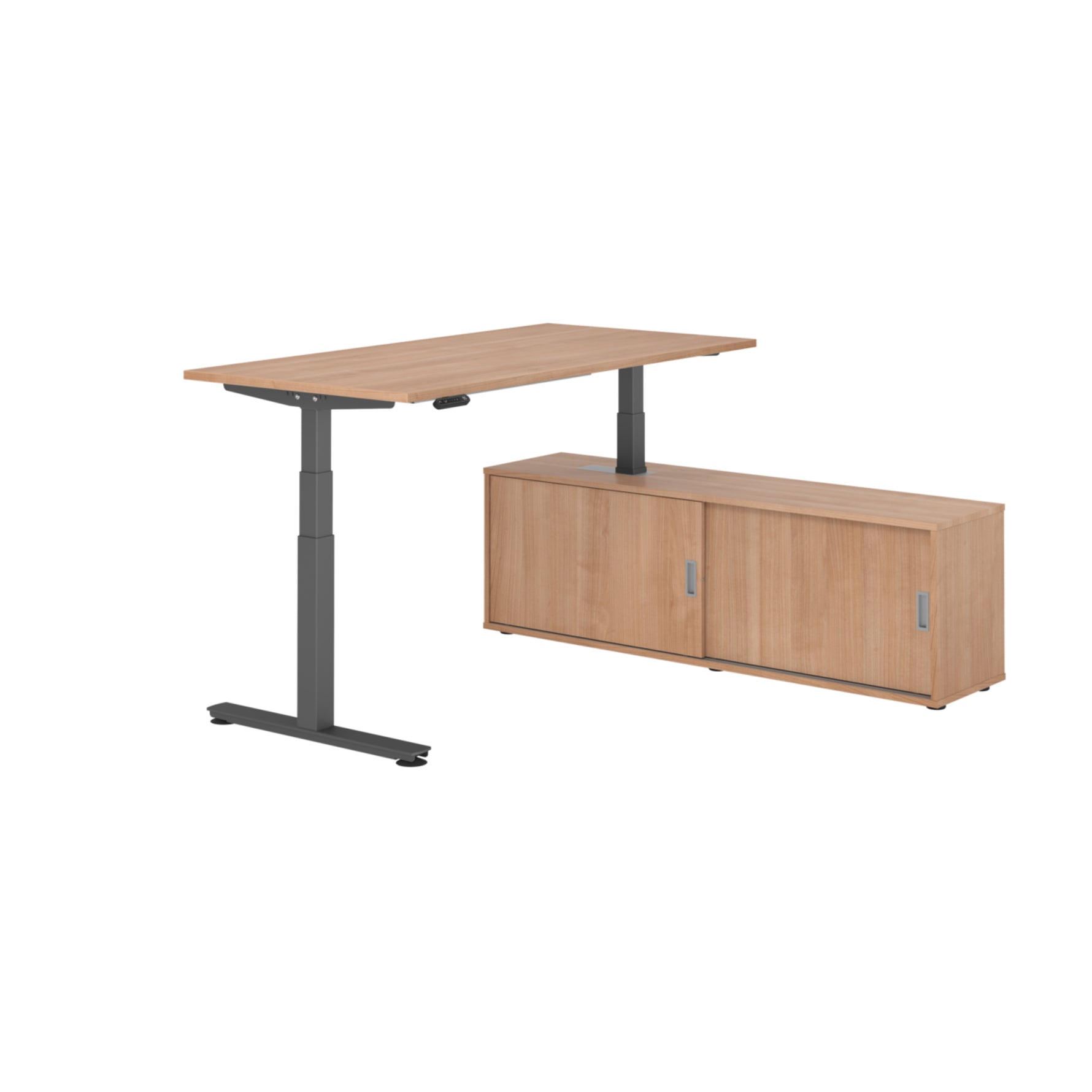 Hammerbacher Schreibtischkombination XDSM16 Farbe der Tischplatte nussbaum Farbe des Korpus nussbaum Farbe des Gestells