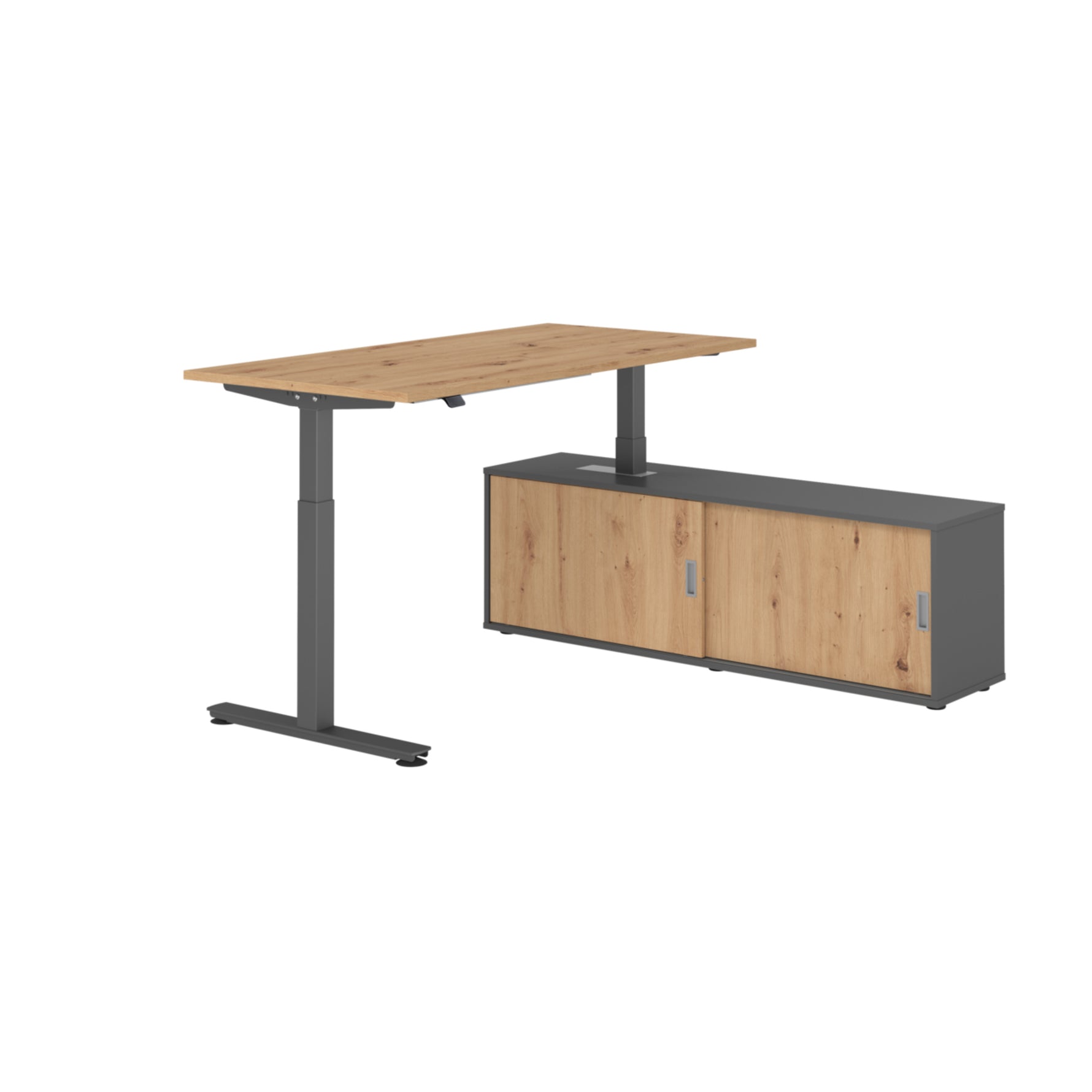 Hammerbacher Schreibtischkombination XMST16 Farbe der Tischplatte asteiche Farbe des Korpus graphit Farbe des Gestells