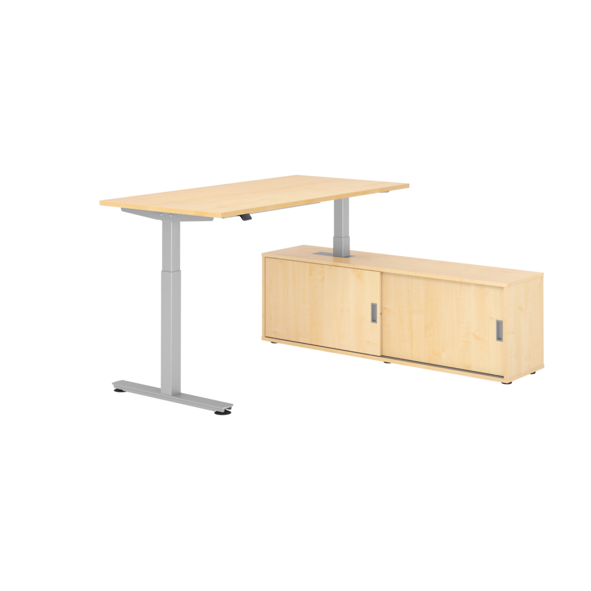 Hammerbacher Schreibtischkombination XMST16 Farbe der Tischplatte ahorn Farbe des Korpus ahorn Farbe des Gestells silber
