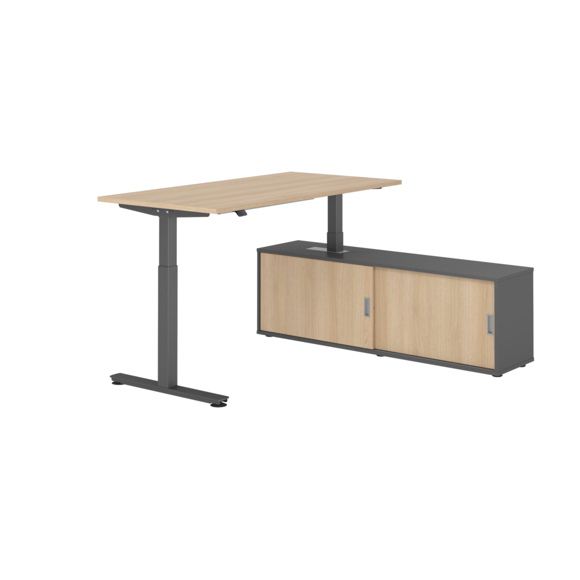 Hammerbacher Schreibtischkombination XMST16 Farbe der Tischplatte eiche Farbe des Korpus graphit Farbe des Gestells
