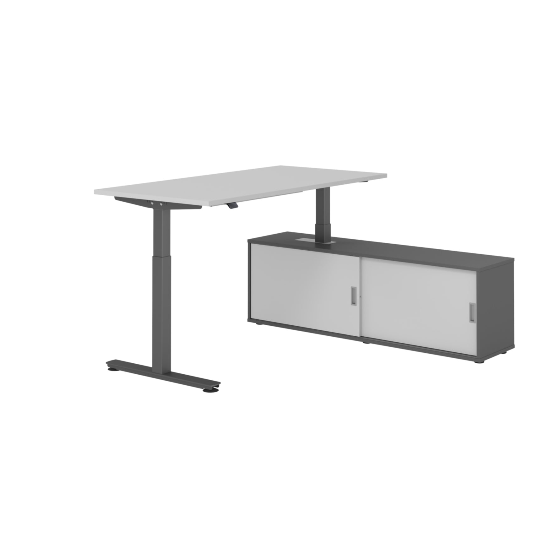 Hammerbacher Schreibtischkombination XMST16 Farbe der Tischplatte grau Farbe des Korpus graphit Farbe des Gestells