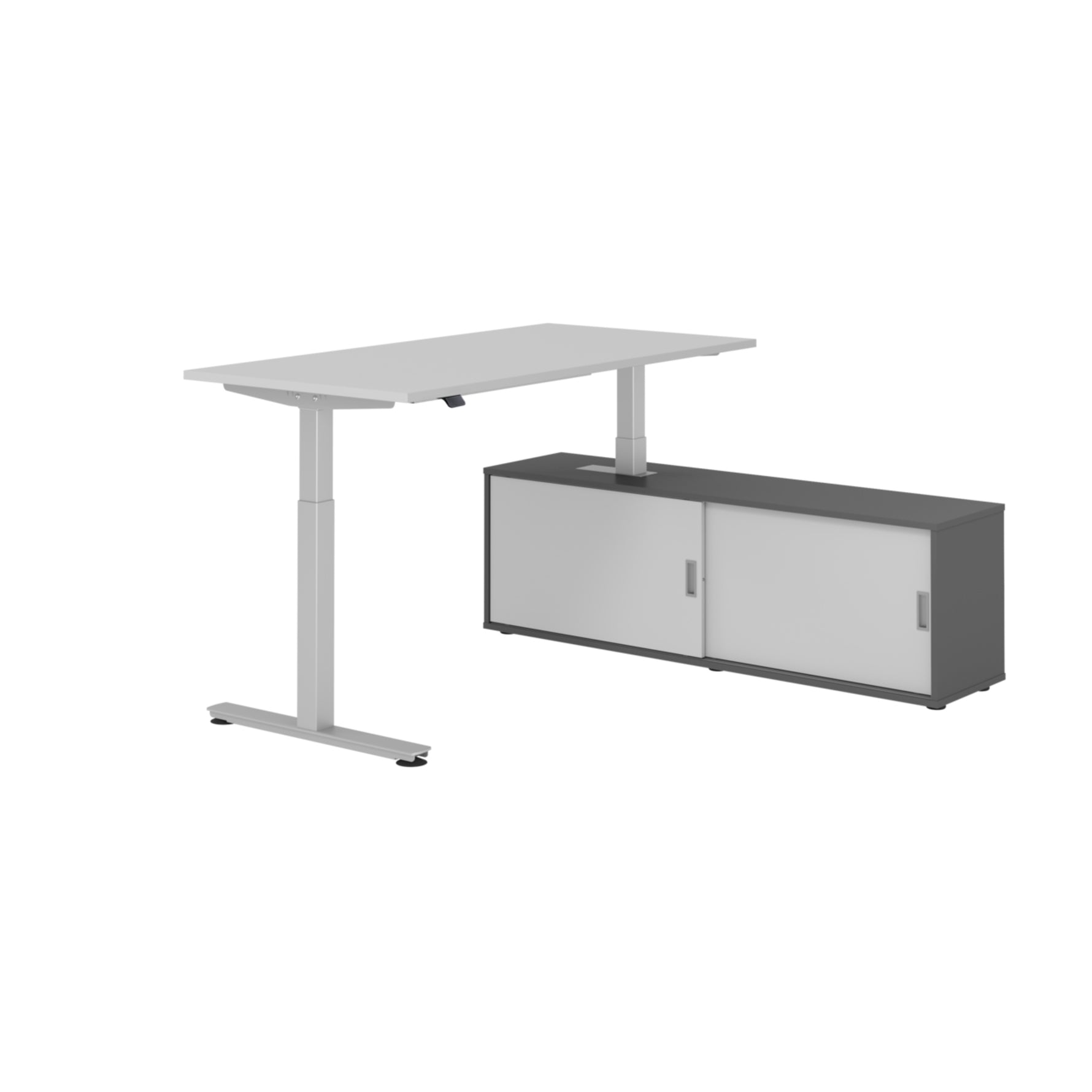 Hammerbacher Schreibtischkombination XMST16 Farbe der Tischplatte grau Farbe des Korpus graphit Farbe des Gestells
