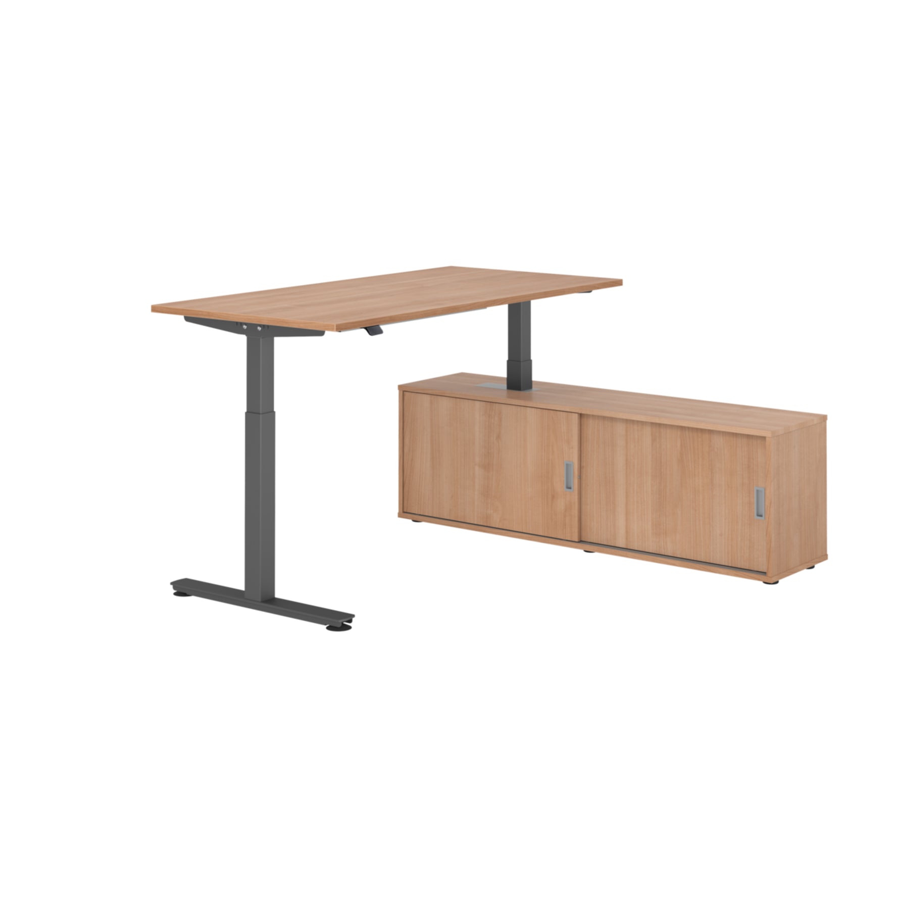 Hammerbacher Schreibtischkombination XMST16 Farbe der Tischplatte nussbaum Farbe des Korpus nussbaum Farbe des Gestells