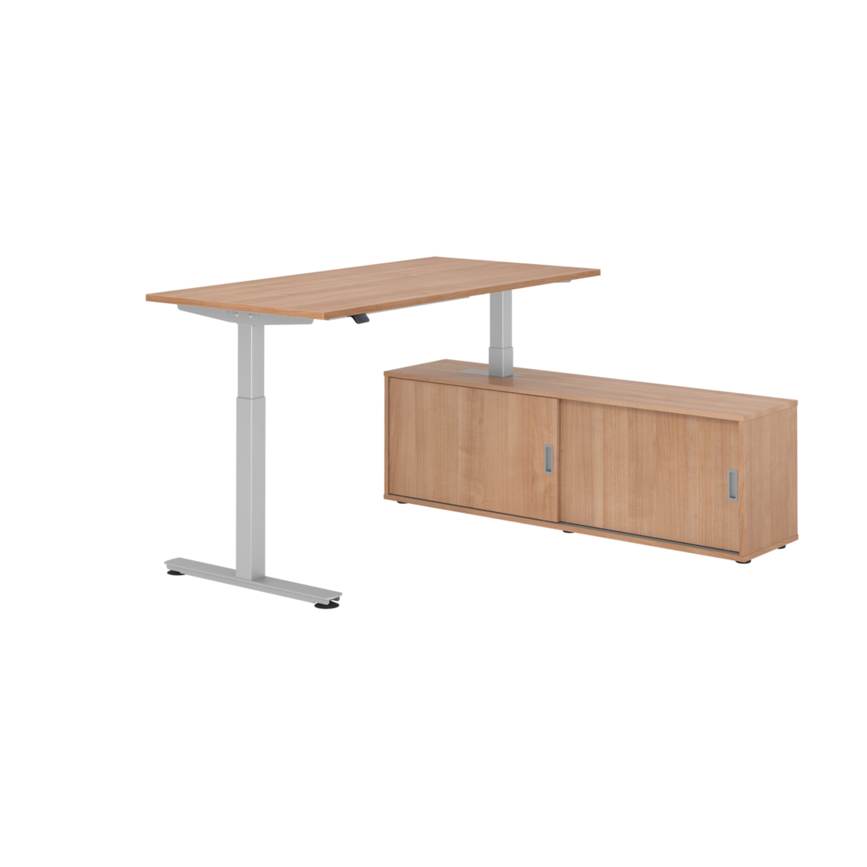 Hammerbacher Schreibtischkombination XMST16 Farbe der Tischplatte nussbaum Farbe des Korpus nussbaum Farbe des Gestells