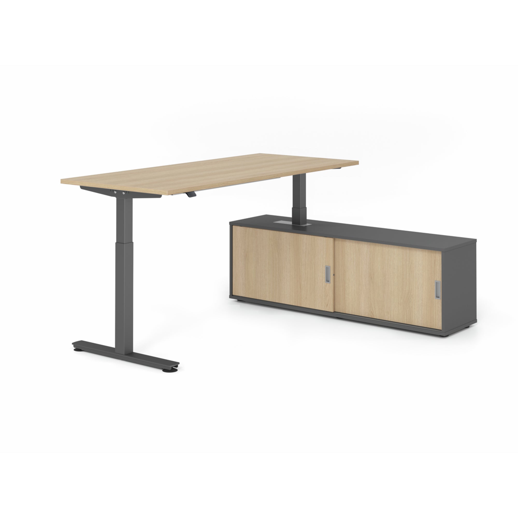 Hammerbacher Schreibtischkombination XMST19 Farbe der Tischplatte eiche Farbe des Korpus graphit Farbe des Gestells