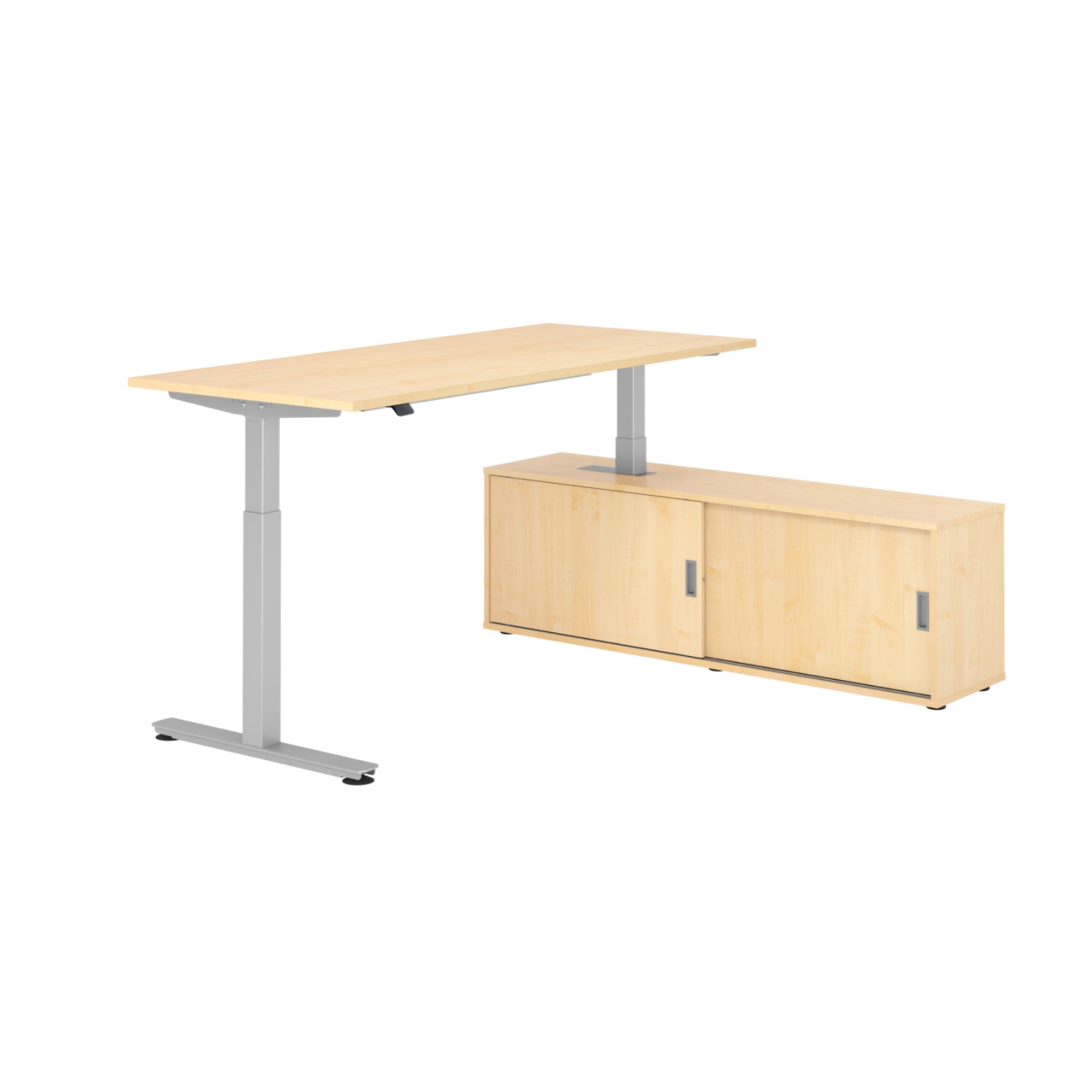 Hammerbacher Schreibtischkombination XMST19 Farbe der Tischplatte ahorn Farbe des Korpus ahorn Farbe des Gestells silber