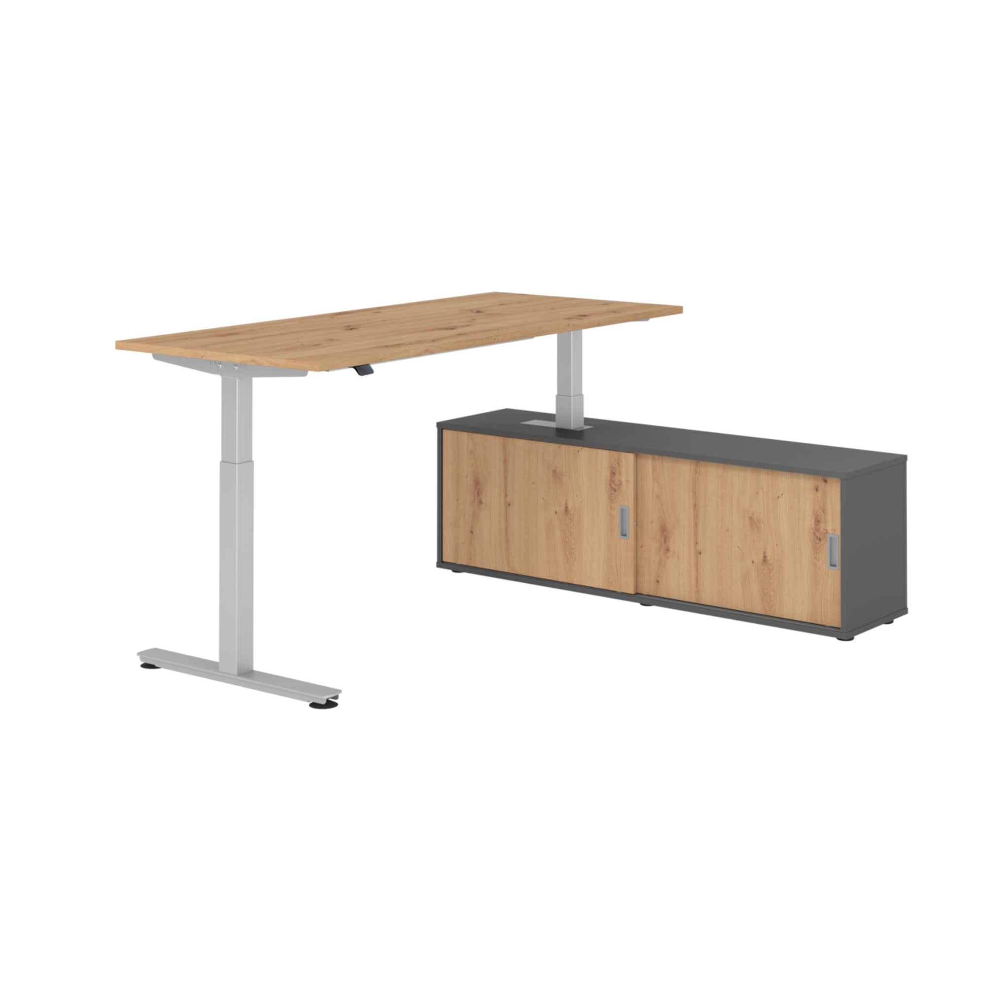 Hammerbacher Schreibtischkombination XMST19 Farbe der Tischplatte asteiche Farbe des Korpus graphit Farbe des Gestells