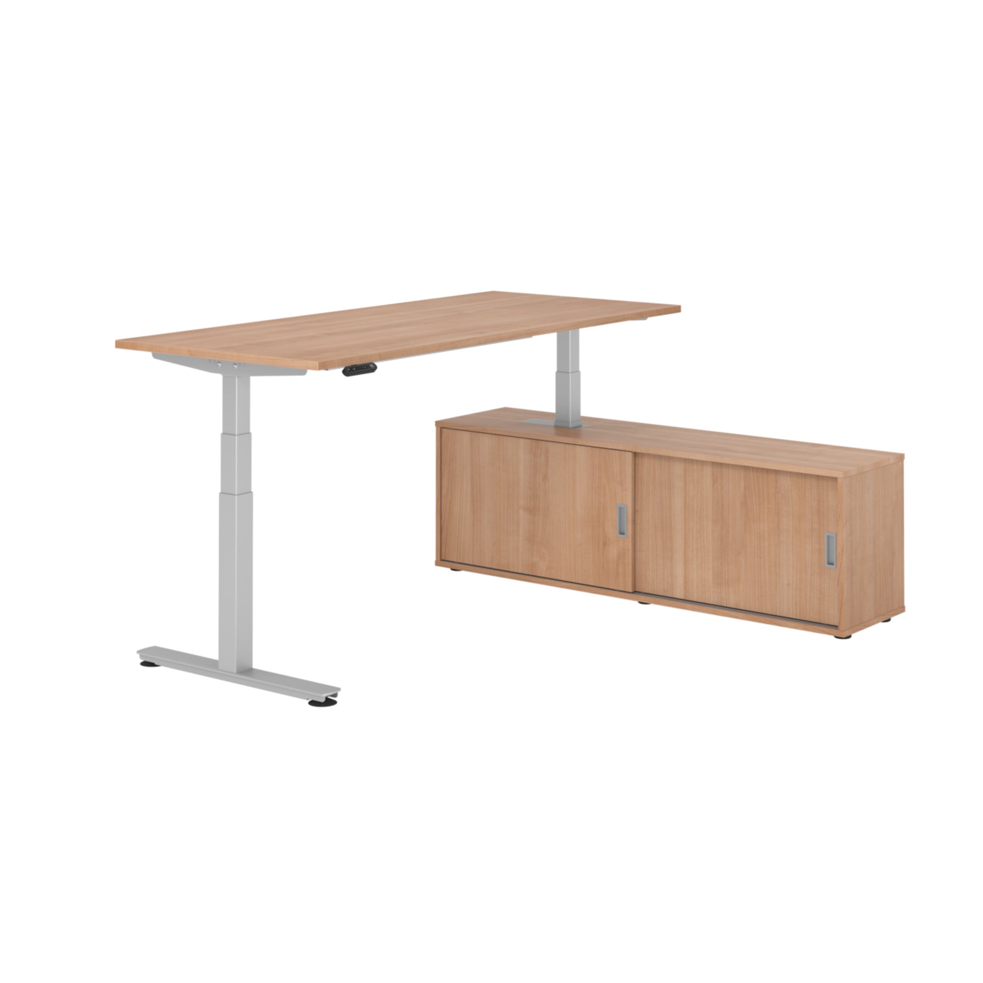 Hammerbacher Schreibtischkombination XDSM19 Farbe der Tischplatte nussbaum Farbe des Korpus nussbaum Farbe des Gestells