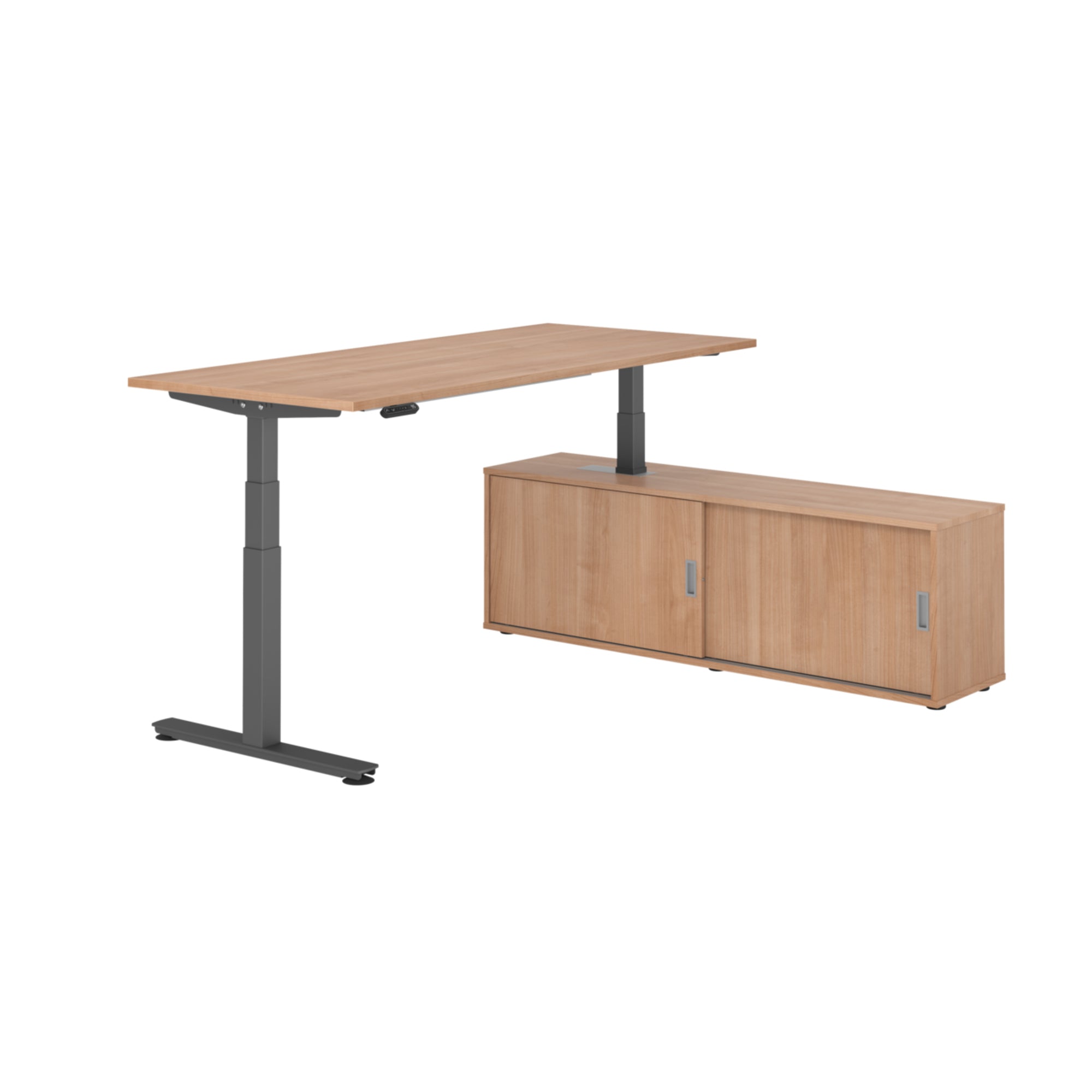 Hammerbacher Schreibtischkombination XDSM19 Farbe der Tischplatte nussbaum Farbe des Korpus nussbaum Farbe des Gestells