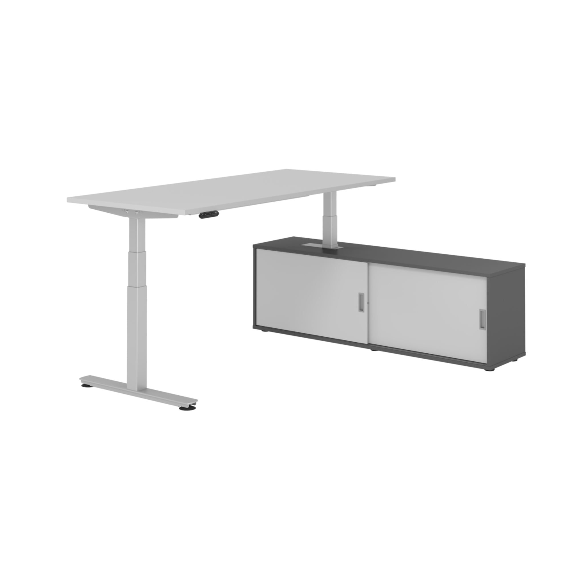 Hammerbacher Schreibtischkombination XDSM19 Farbe der Tischplatte grau Farbe des Korpus graphit Farbe des Gestells