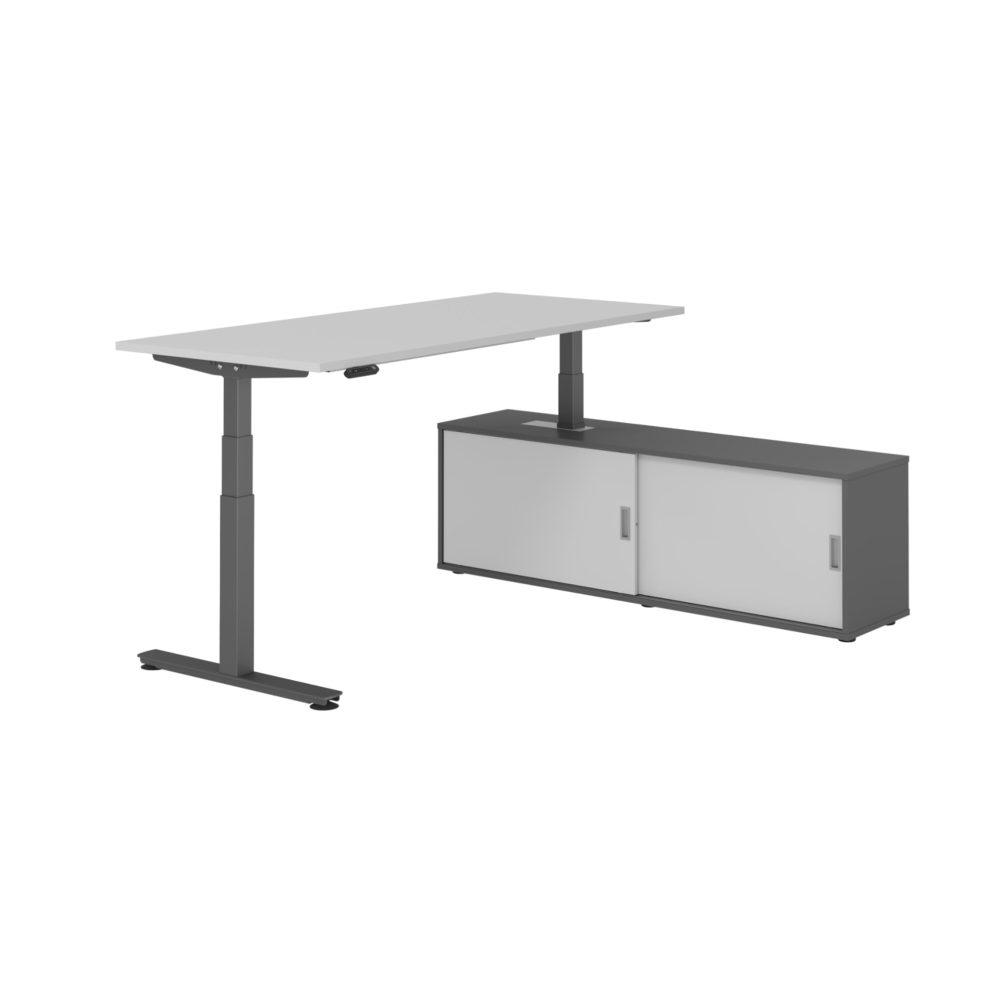 Hammerbacher Schreibtischkombination XDSM19 Farbe der Tischplatte grau Farbe des Korpus graphit Farbe des Gestells