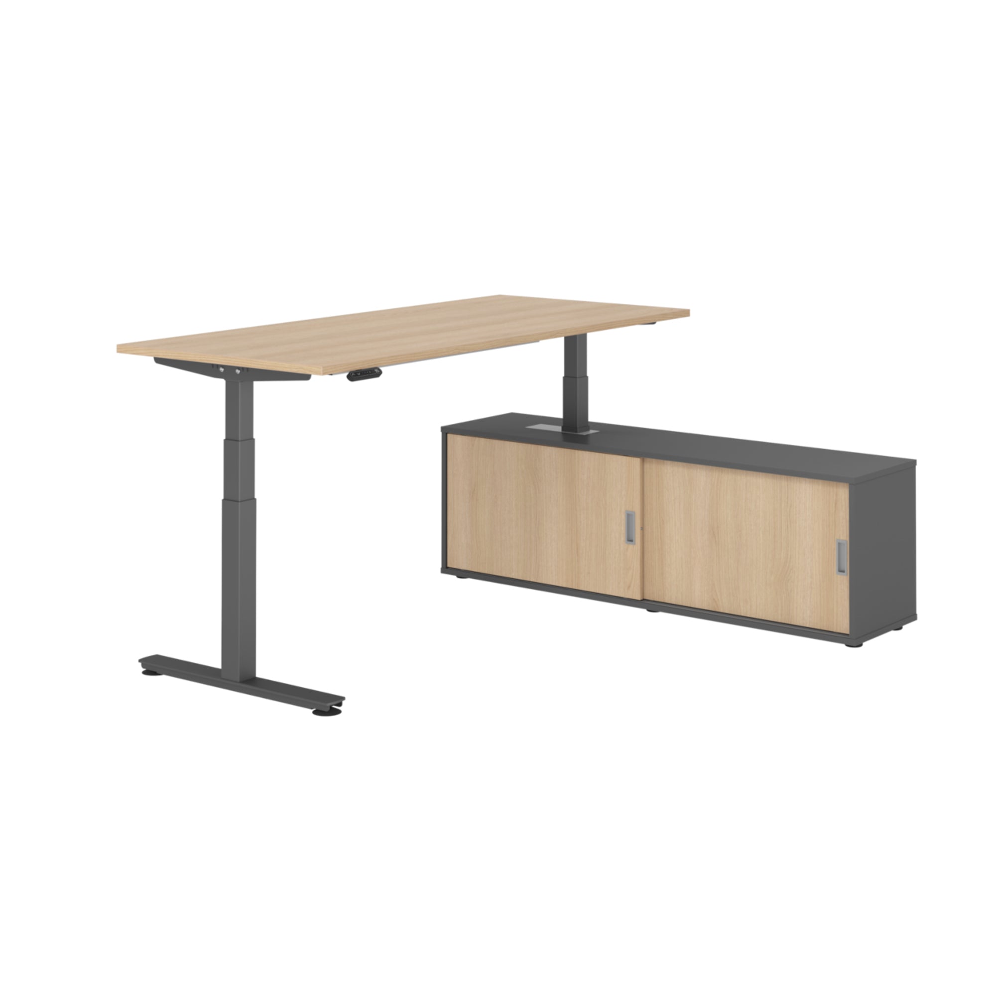 Hammerbacher Schreibtischkombination XDSM19 Farbe der Tischplatte eiche Farbe des Korpus graphit Farbe des Gestells