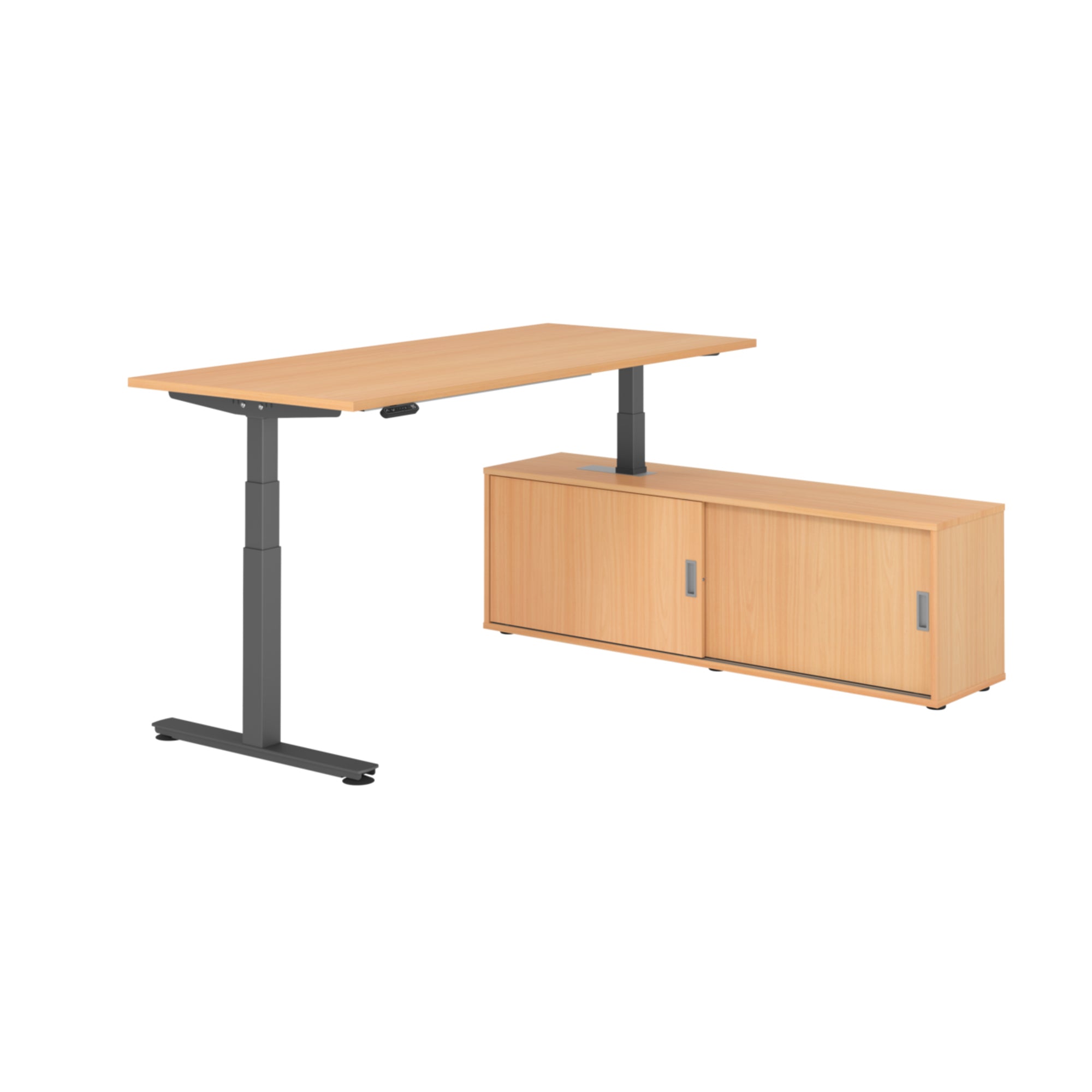 Hammerbacher Schreibtischkombination XDSM19 Farbe der Tischplatte buche Farbe des Korpus buche Farbe des Gestells
