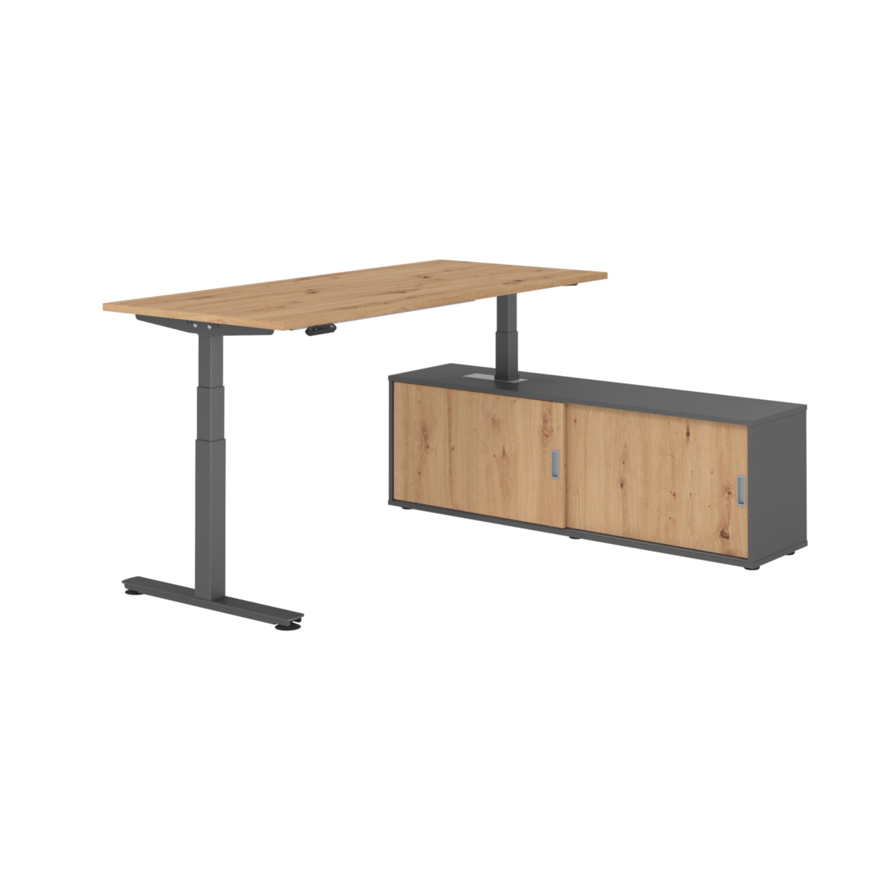 Hammerbacher Schreibtischkombination XDSM19 Farbe der Tischplatte asteiche Farbe des Korpus graphit Farbe des Gestells