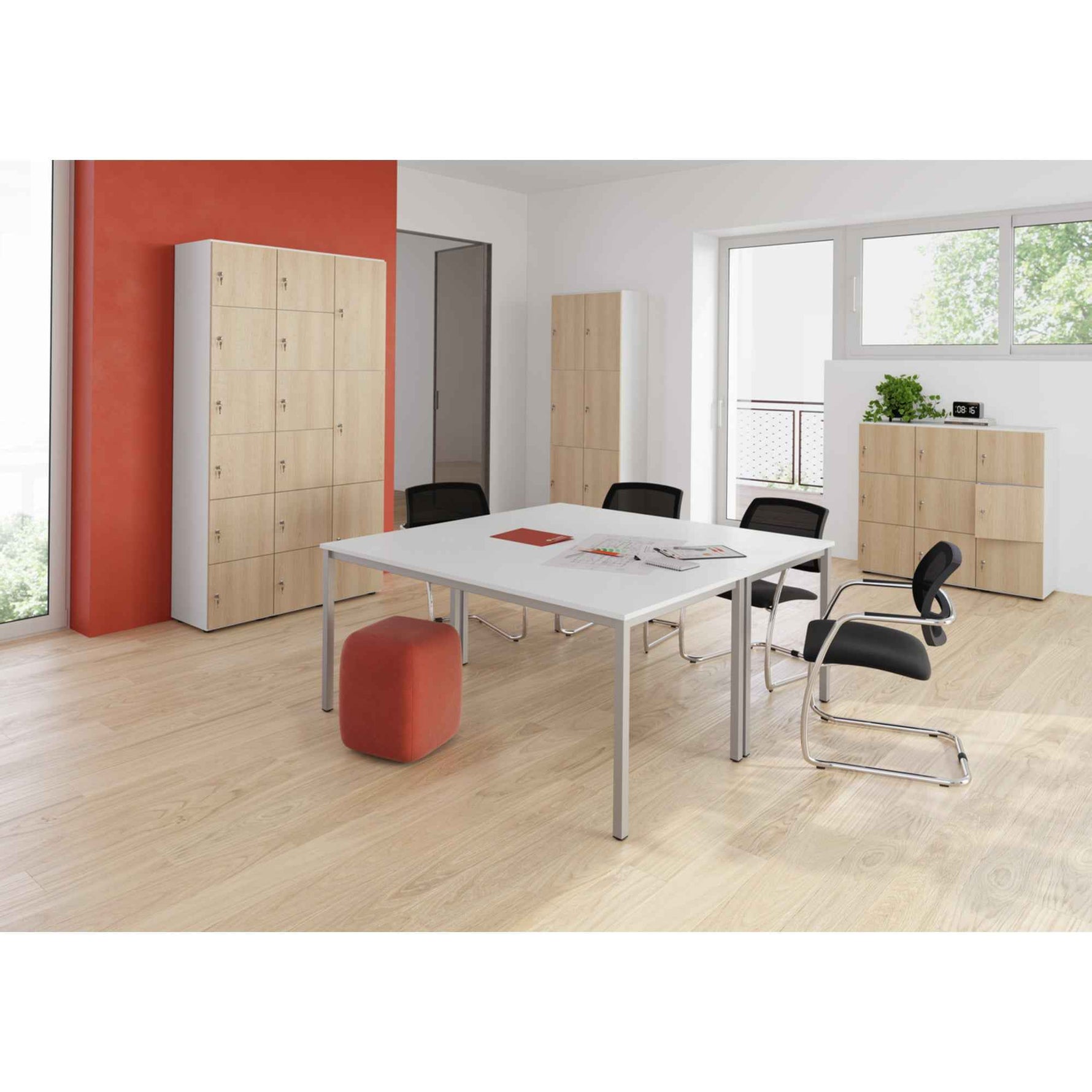 Hammerbacher Schließfachschrank 400 x 1.100 x 420 mm (B x H x T) 3 Fächer eiche