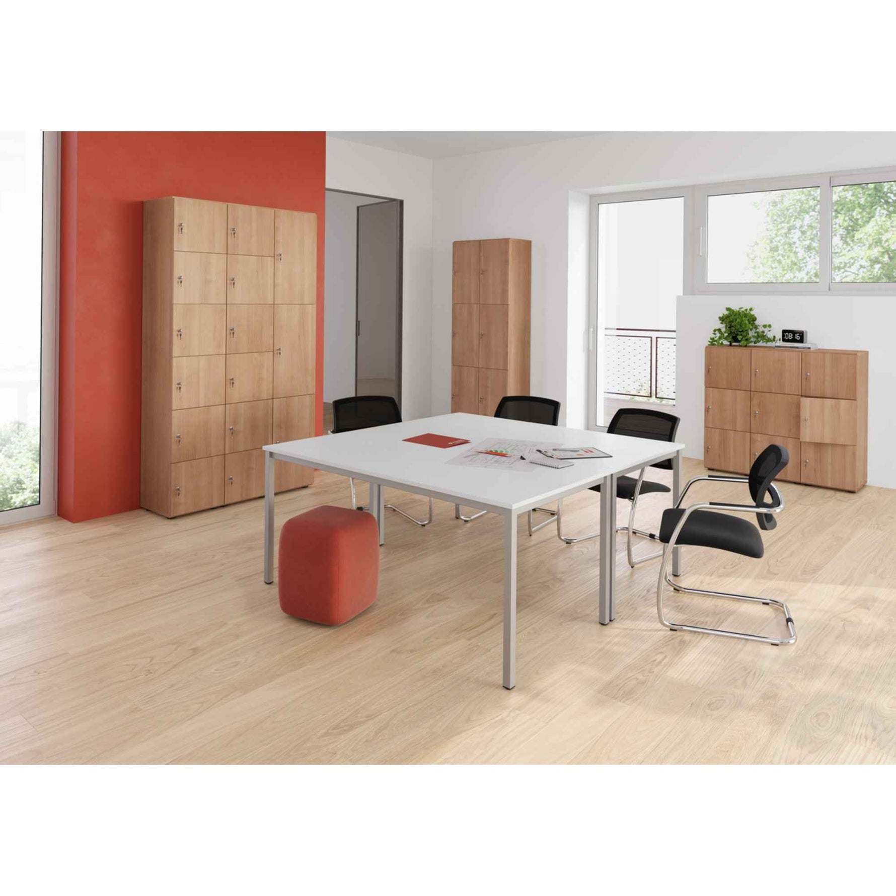 Hammerbacher Schließfachschrank 400 x 2.156 x 420 mm (B x H x T) 3 Fächer nussbaum