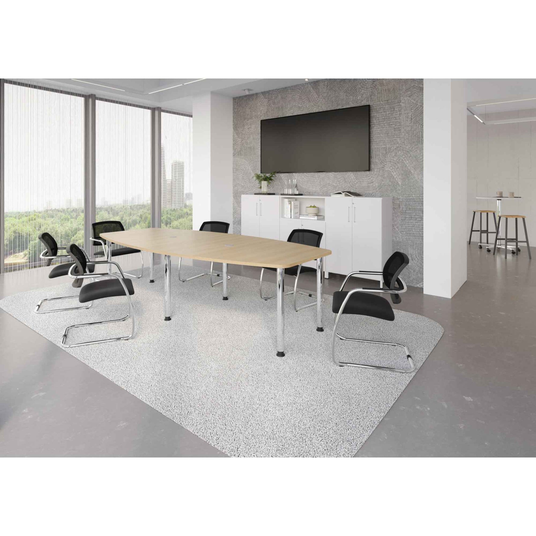 Hammerbacher Konferenztisch KT28C Stahl, verchromt eiche