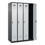 C+P Kleiderspind Evolo PLUS mit Sockel 4 Abteile schwarzgrau