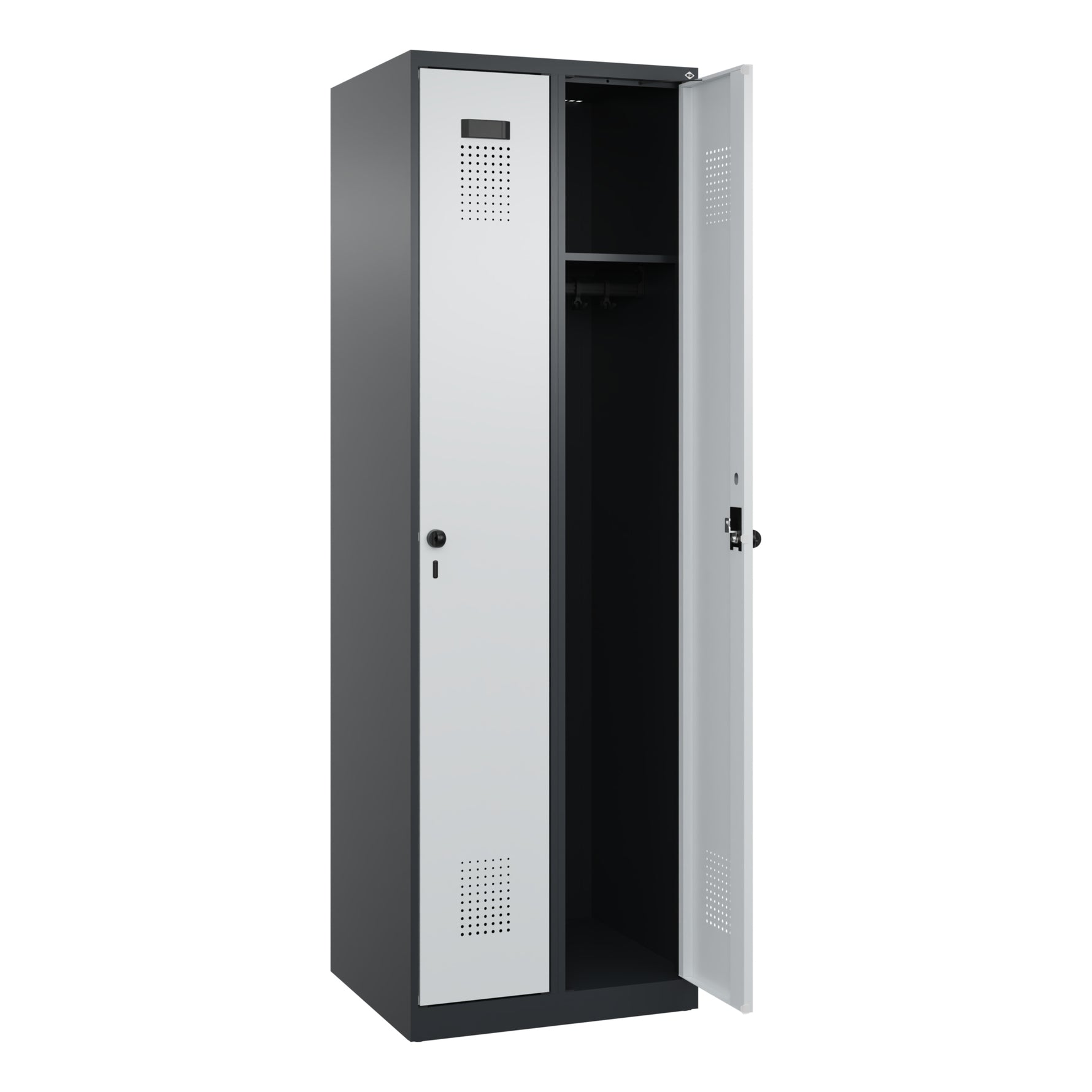 C+P Kleiderspind Evolo PLUS mit Sockel 2 Abteile schwarzgrau