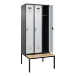 C+P Kleiderspind Evolo PLUS mit untergebauter Sitzbank 3 Abteile schwarzgrau – Produktbild 2