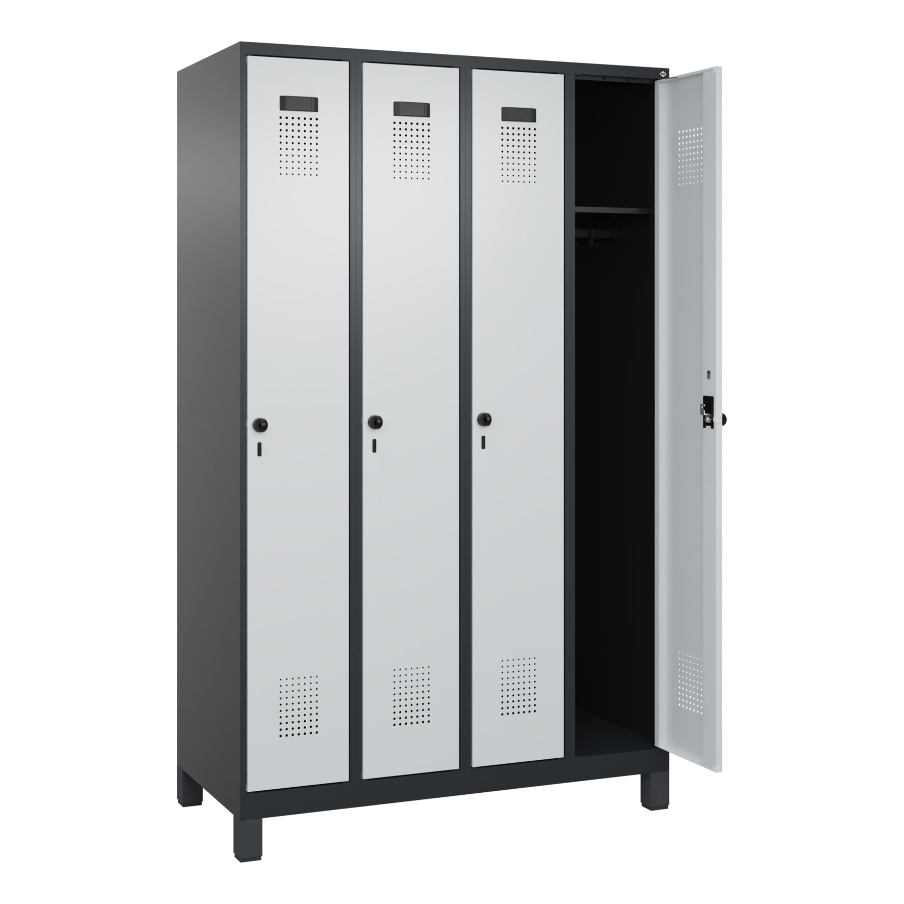 C+P Kleiderspind Evolo PLUS mit Standfuß 4 Abteile schwarzgrau – Produktbild 2