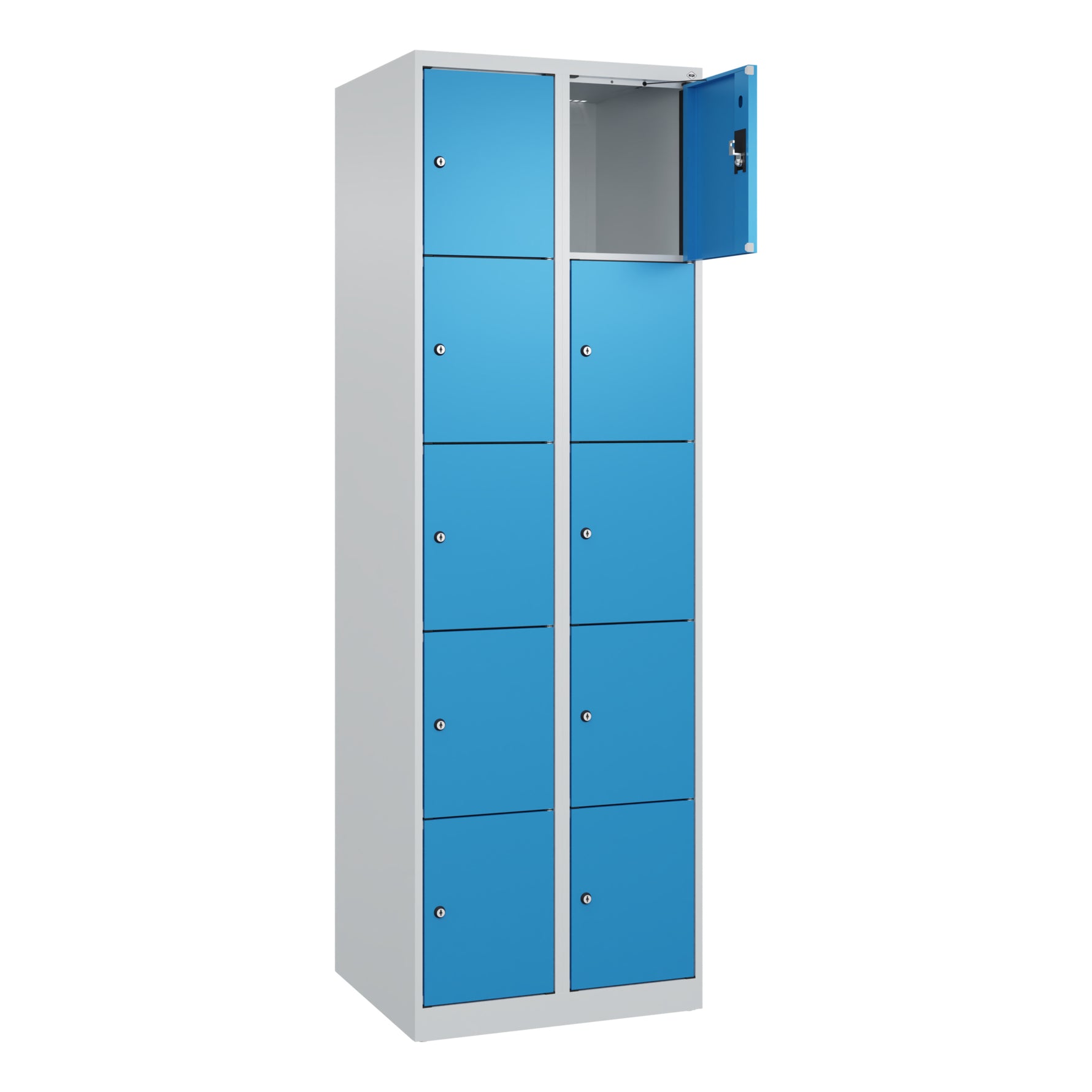 C+P Schließfachschrank Evolo PLUS mit Sockel 10 Fächer lichtgrau