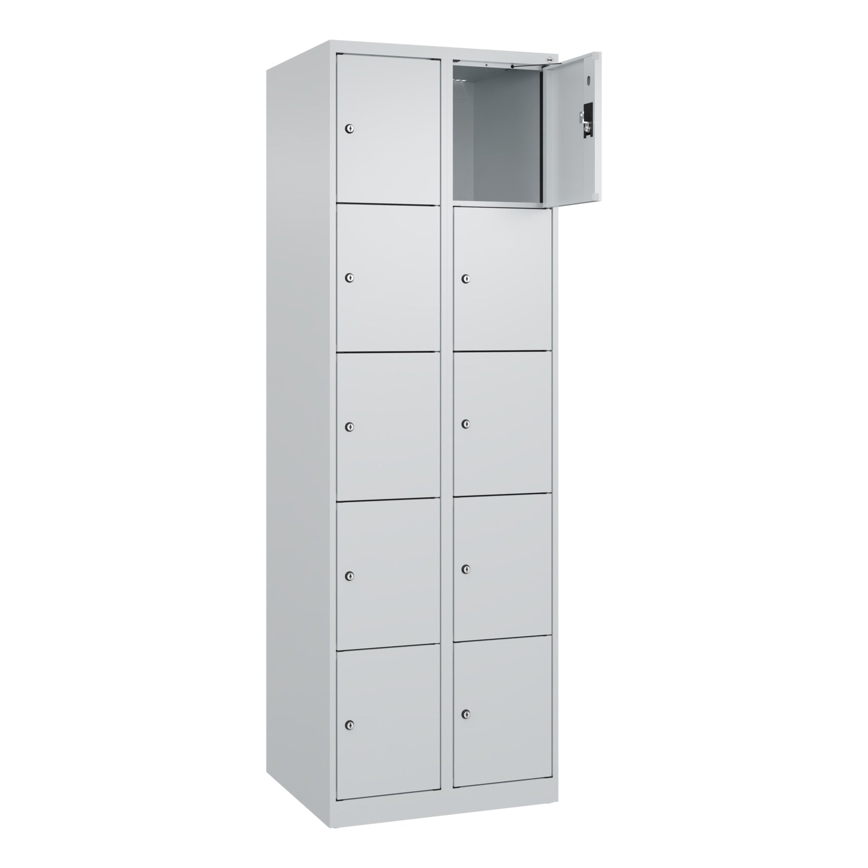 C+P Schließfachschrank Evolo PLUS mit Sockel 10 Fächer lichtgrau – Produktbild 5