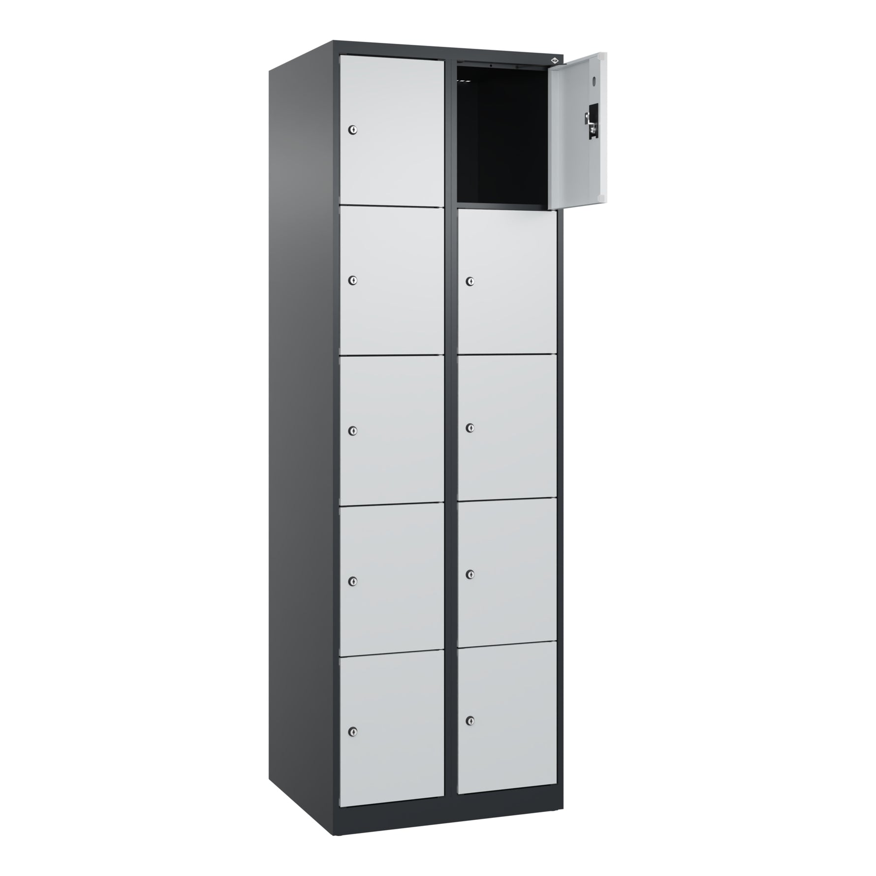 C+P Schließfachschrank Evolo PLUS mit Sockel 10 Fächer schwarzgrau