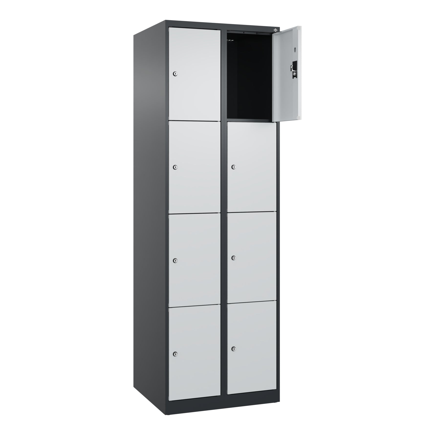 C+P Schließfachschrank Evolo PLUS mit Sockel 8 Fächer schwarzgrau