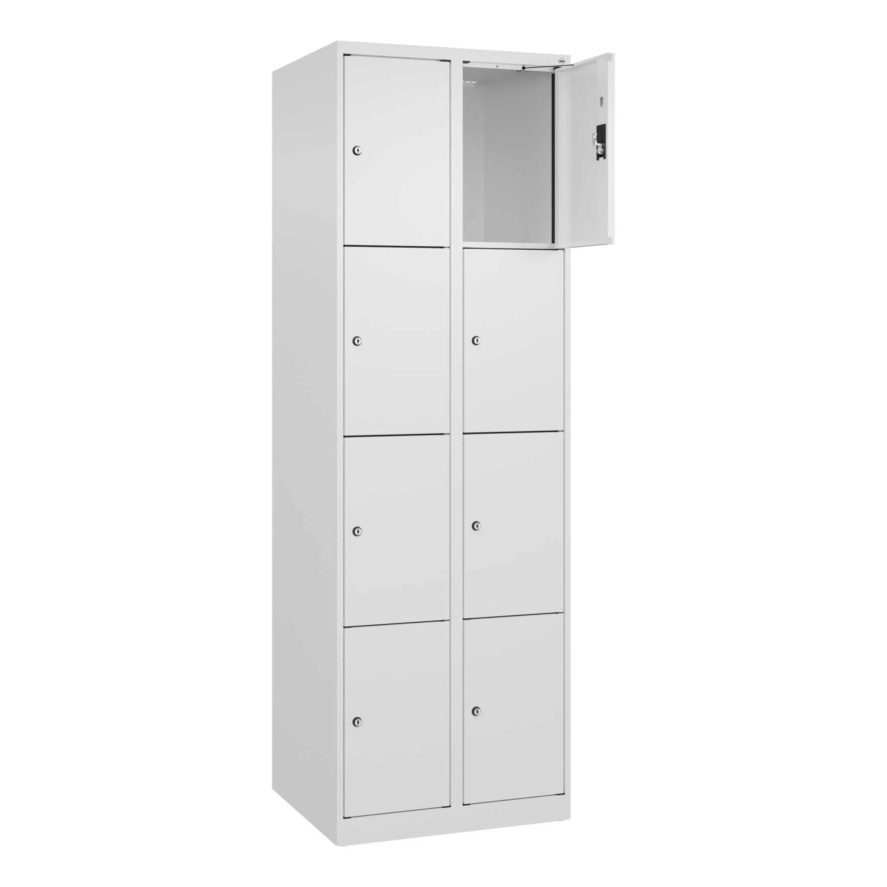 C+P Schließfachschrank Evolo PLUS mit Sockel 8 Fächer verkehrsweiß