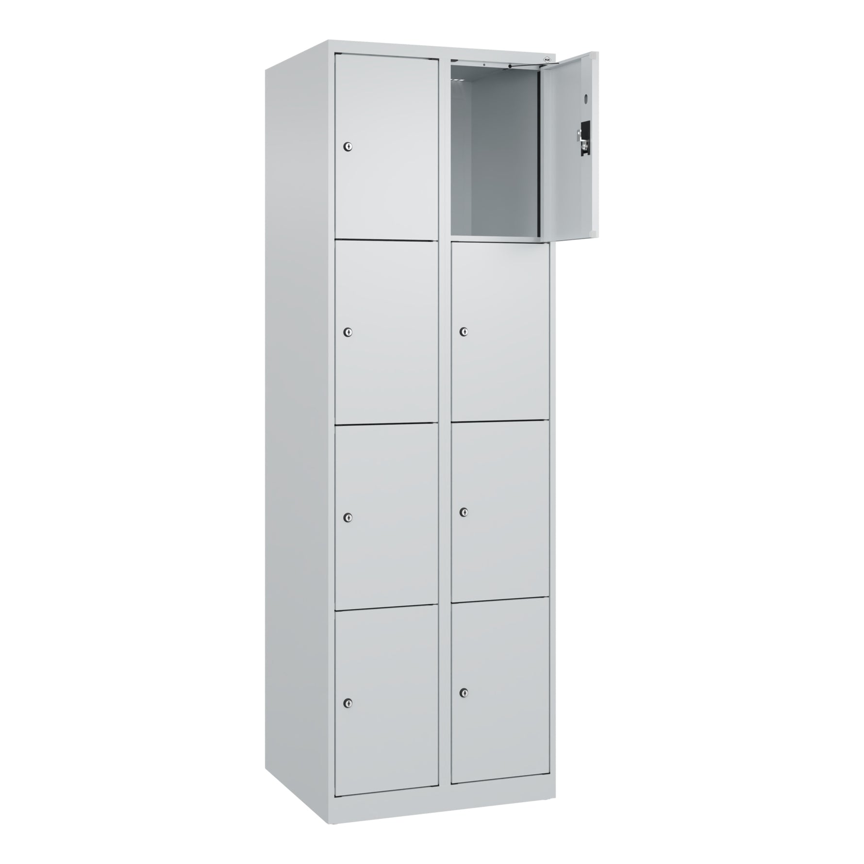 C+P Schließfachschrank Evolo PLUS mit Sockel 8 Fächer lichtgrau – Produktbild 5